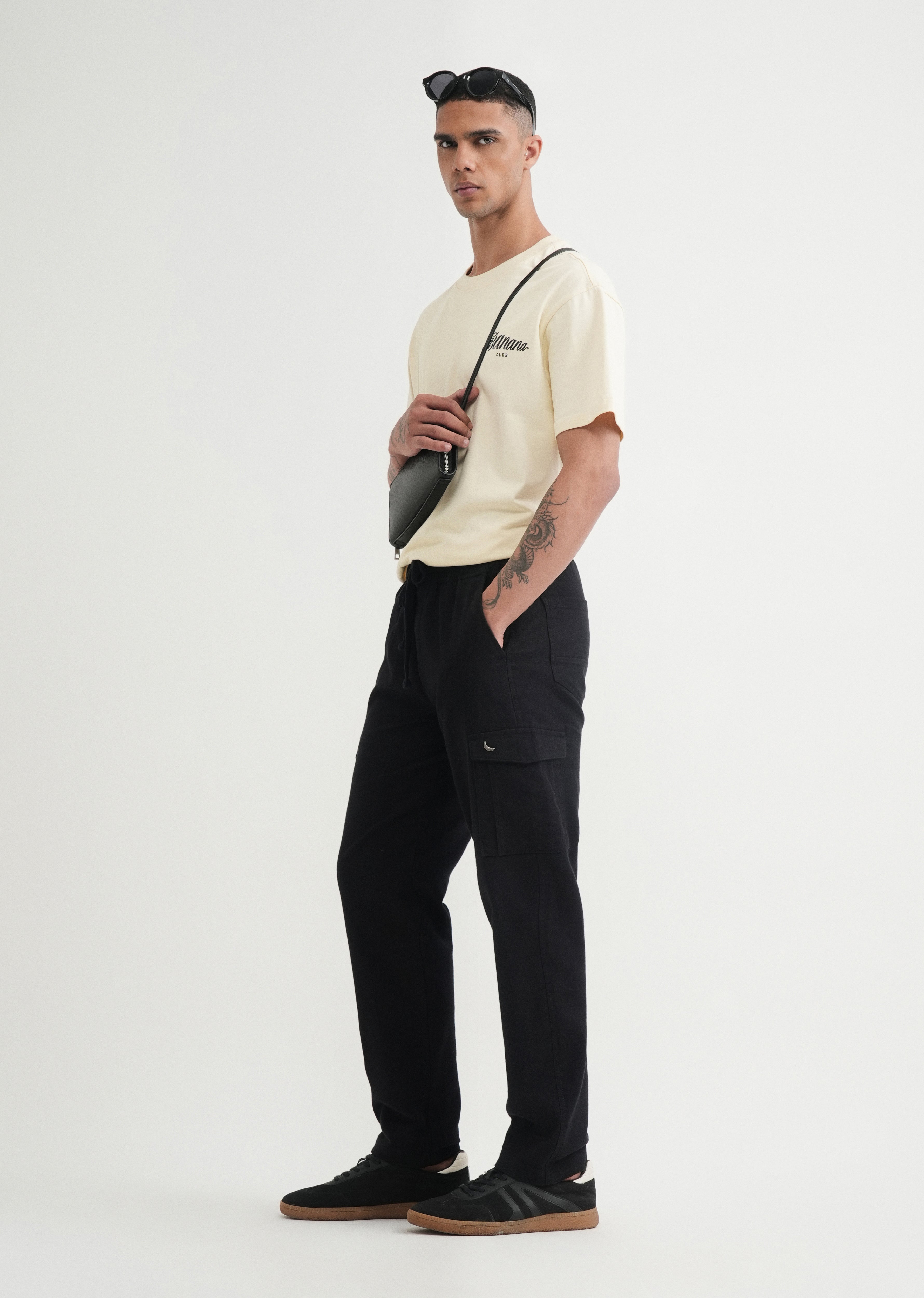 Black Elasticated Relaxed Fit Cargo Pant