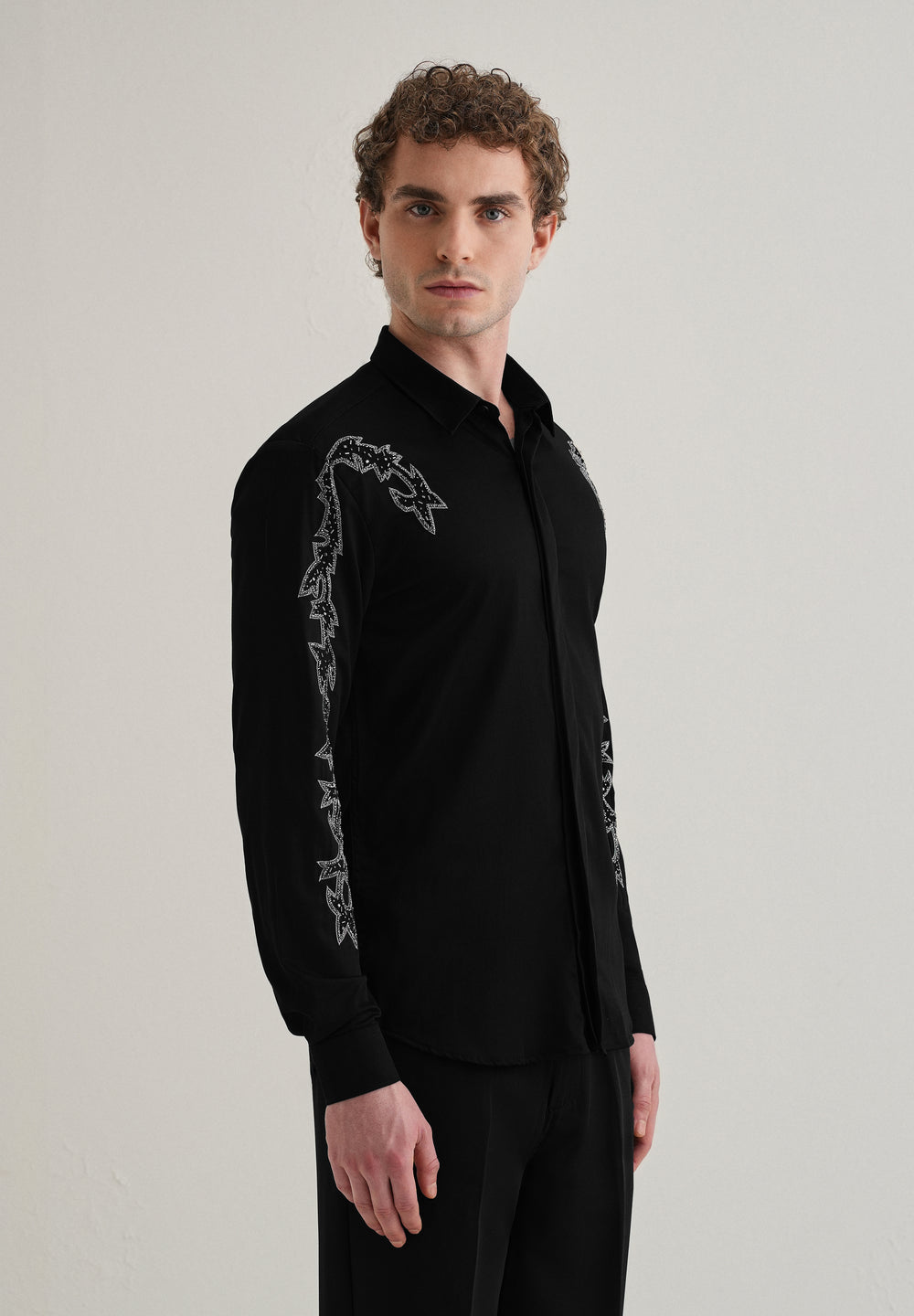 Black Embellished Designer Shirt