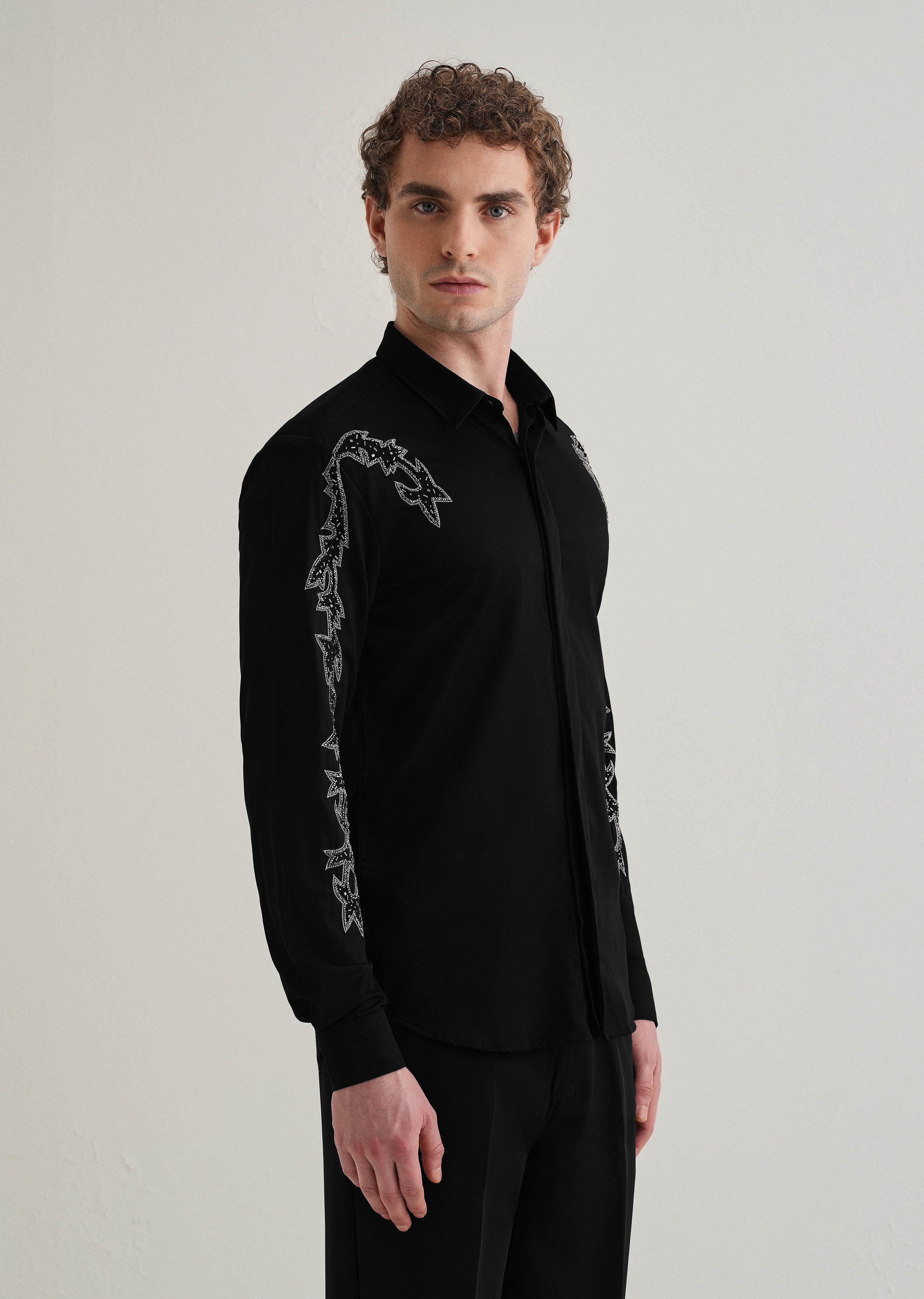 Black Embellished Designer Shirt