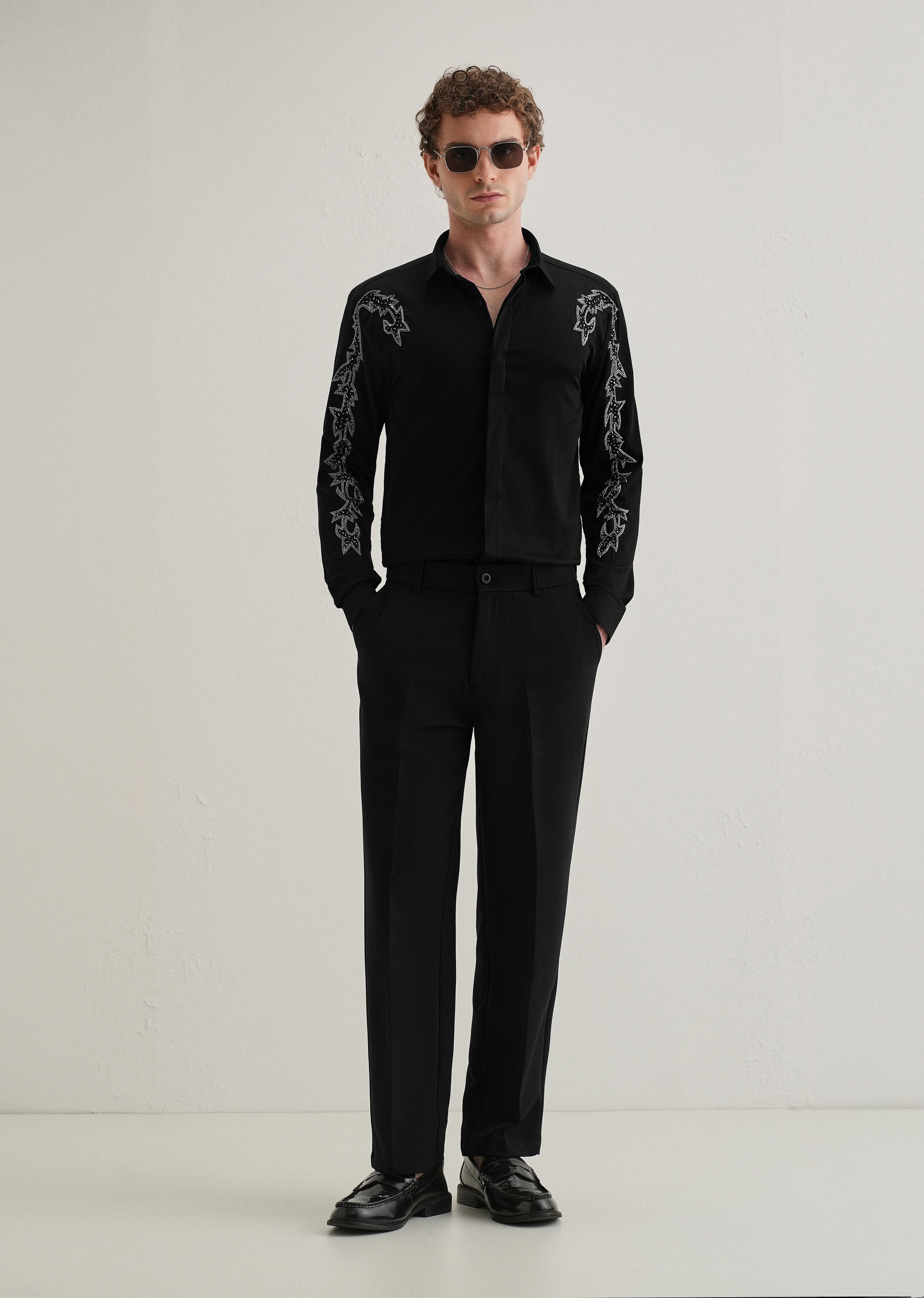 Black Embellished Designer Shirt