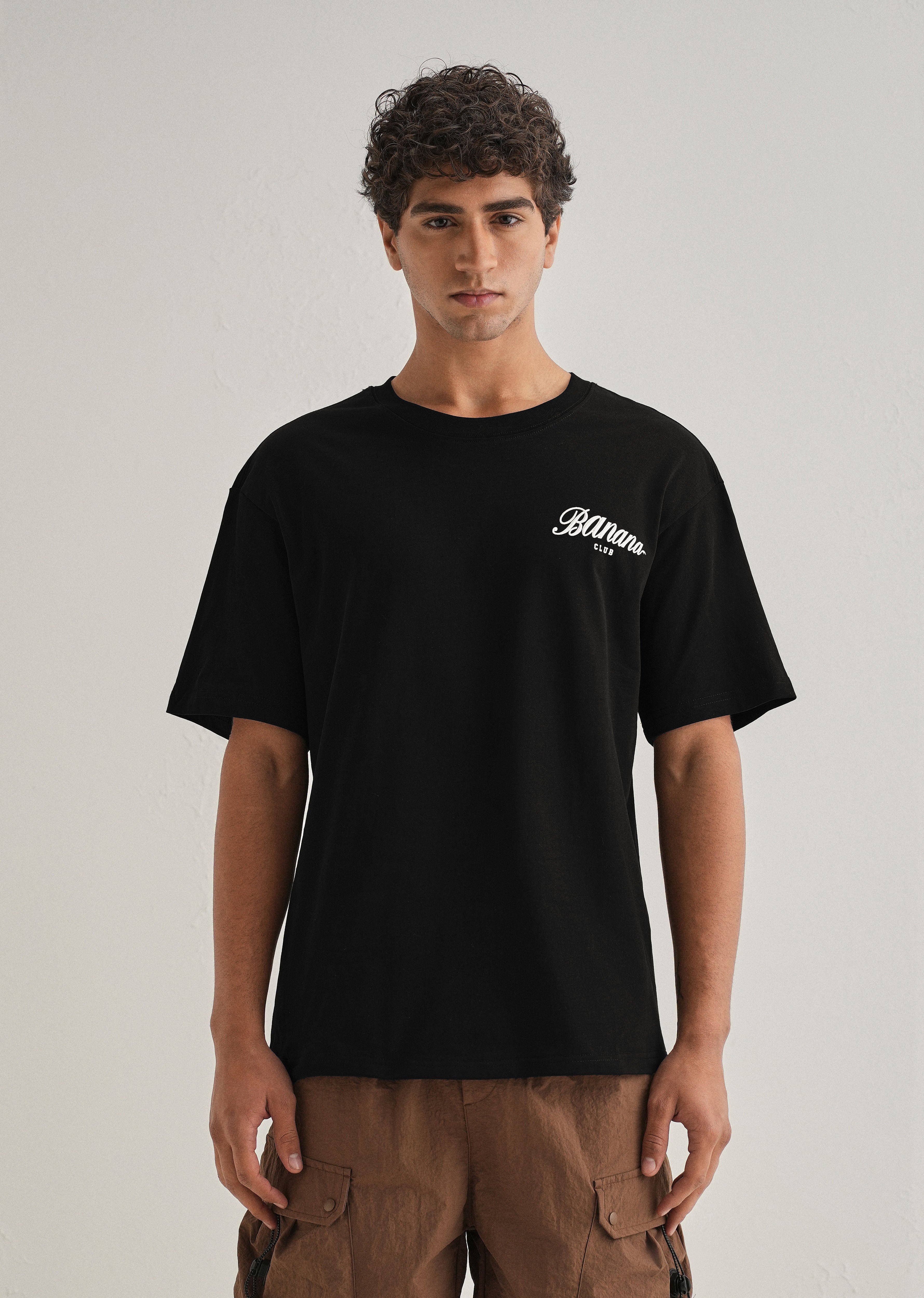 Black Embossed Printed Oversized T-shirt
