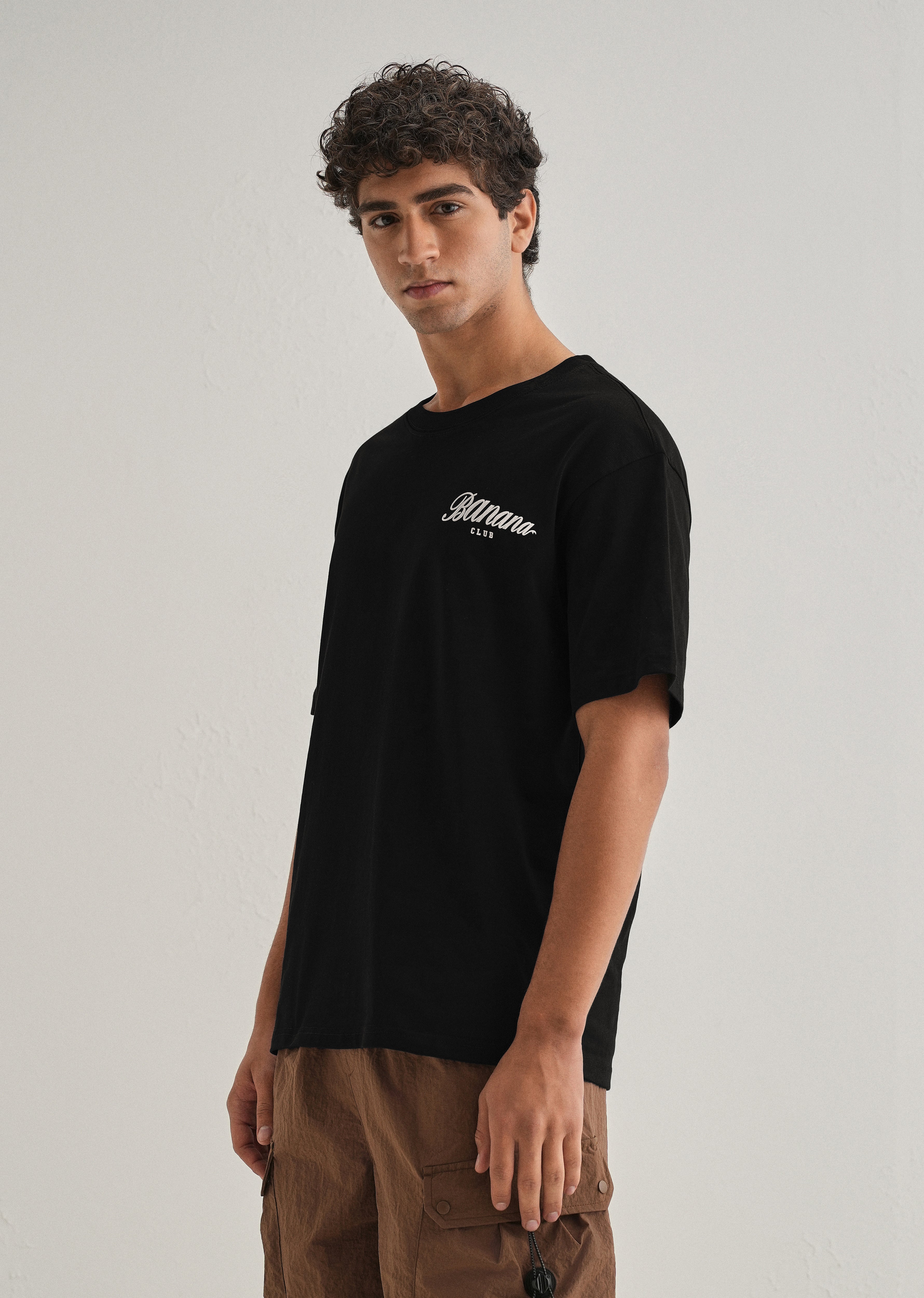 Black Embossed Printed Oversized T-shirt