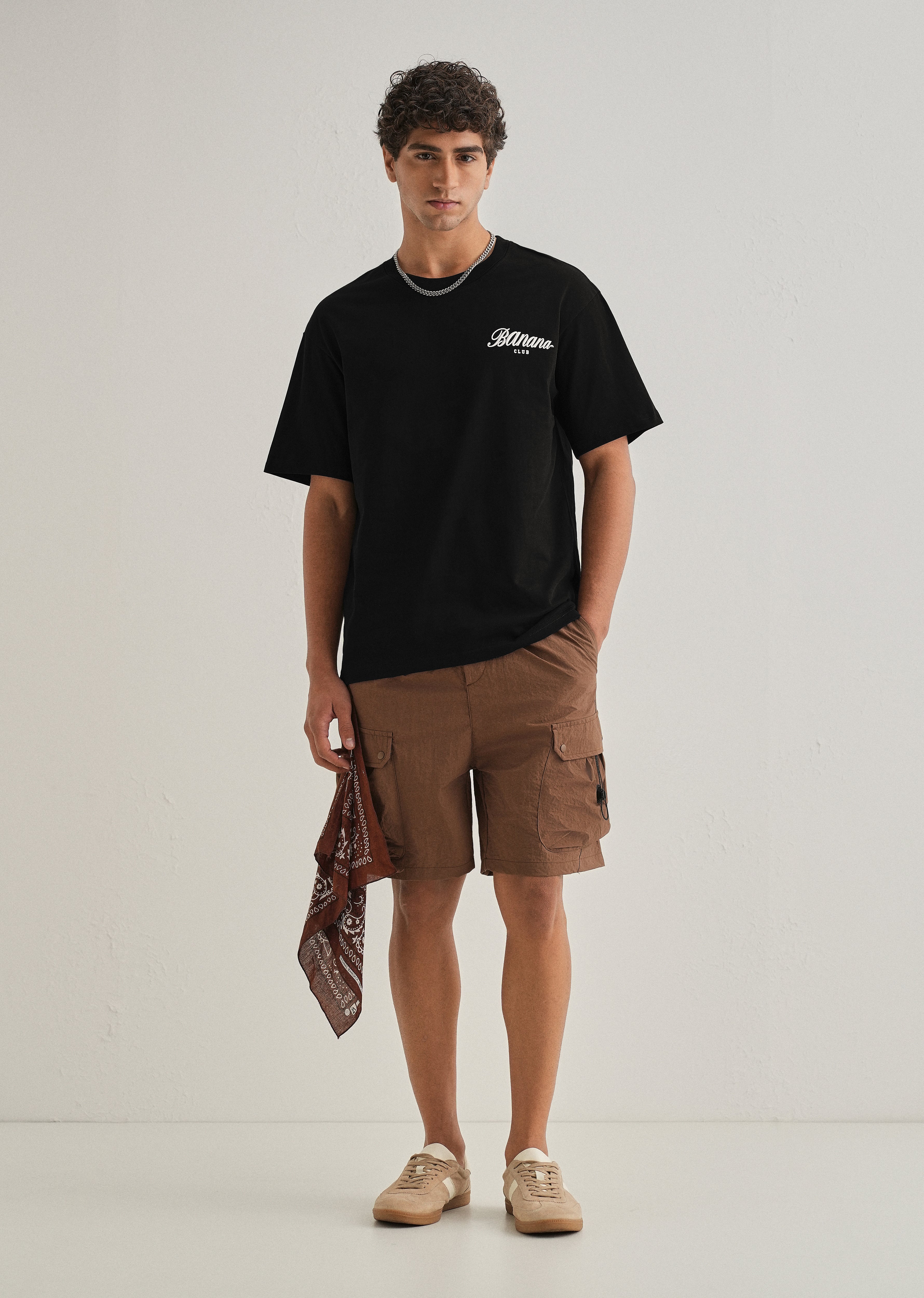 Black Embossed Printed Oversized T-shirt