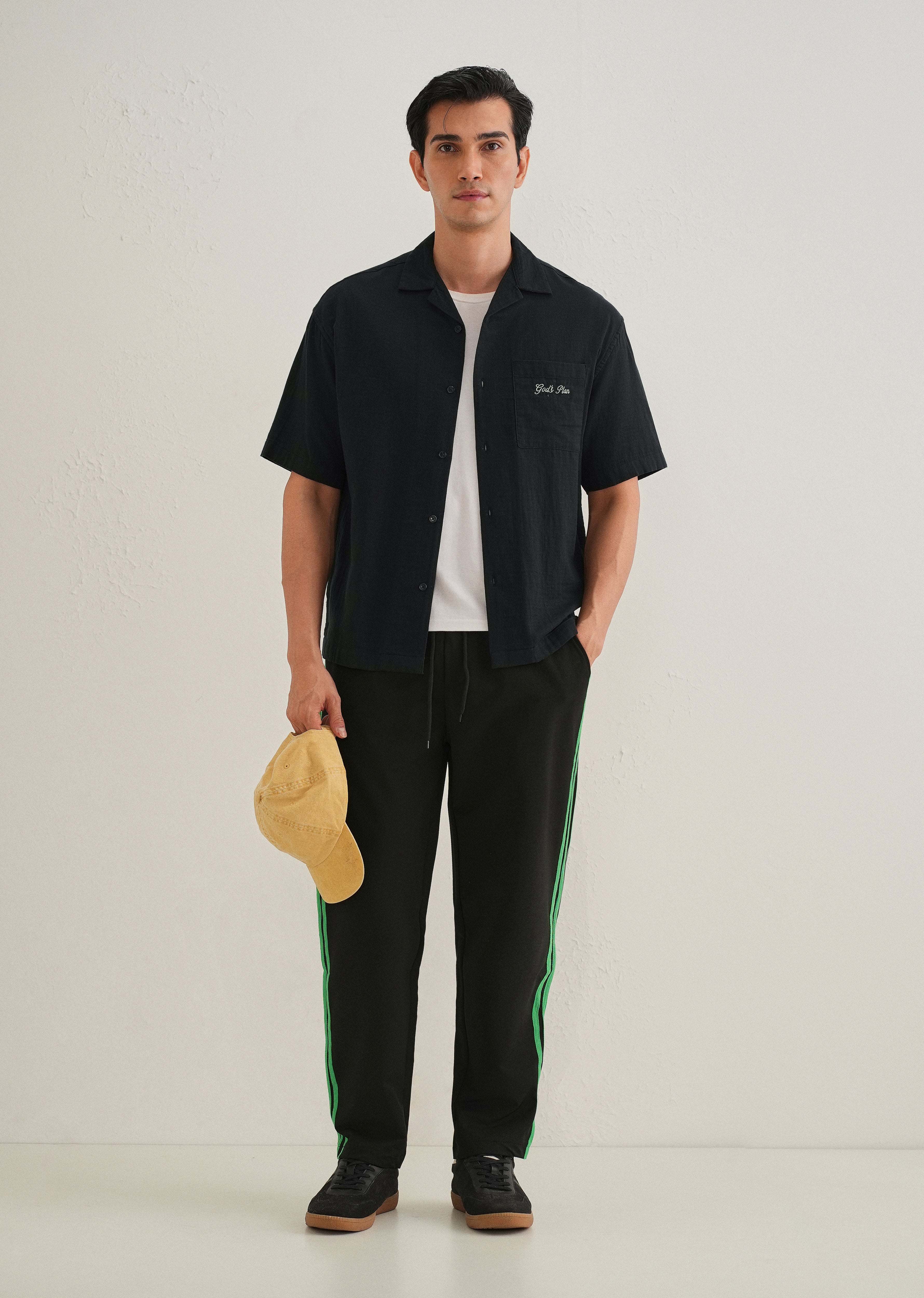 Black Embroidered Double Cloth Cotton Shirt