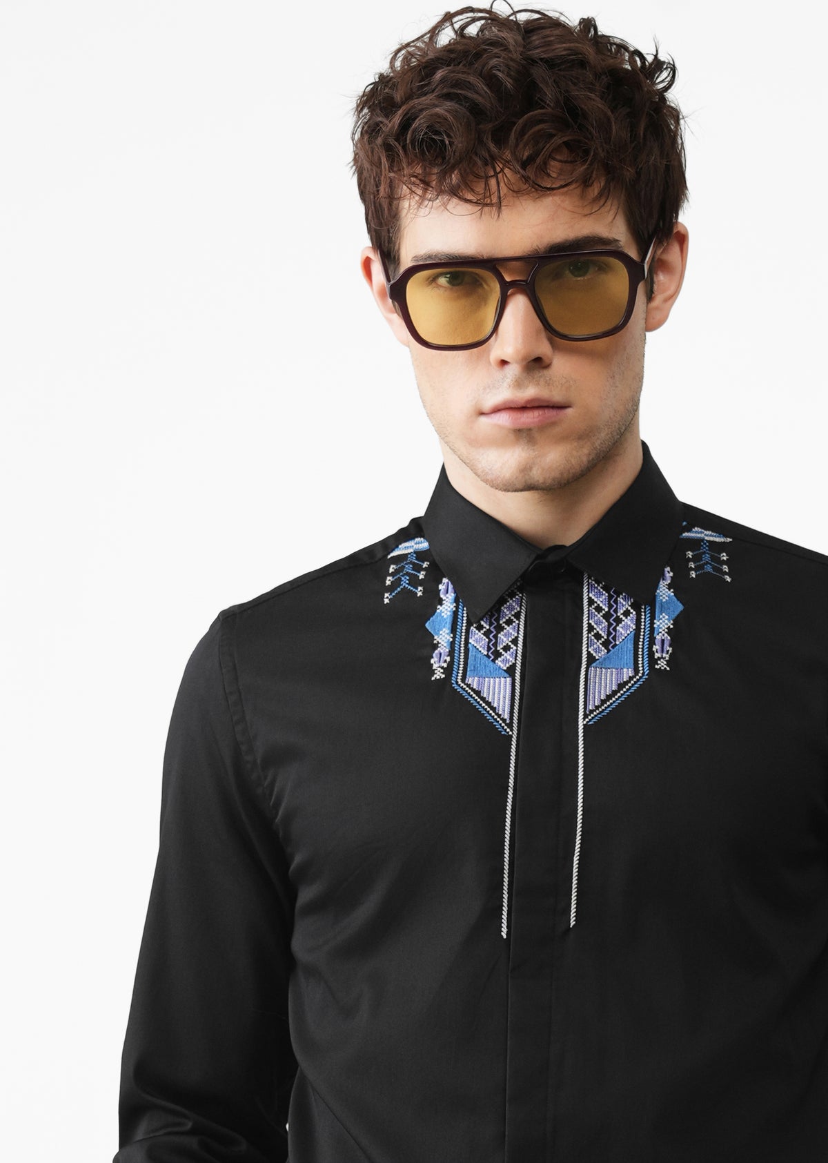 Black Ethnic Embroidery Designer Shirt