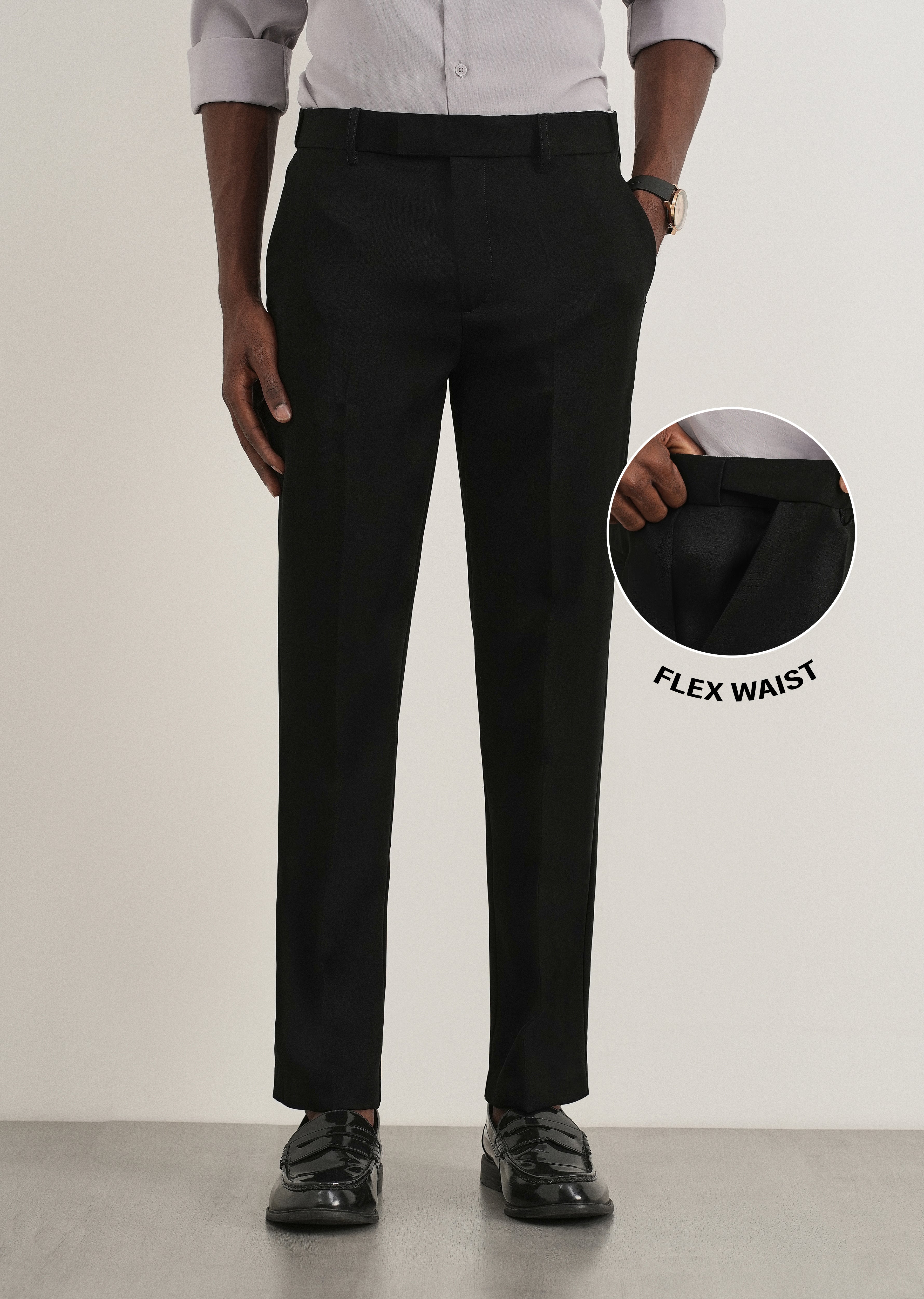 Black Flex Waist Slim Fit Trouser