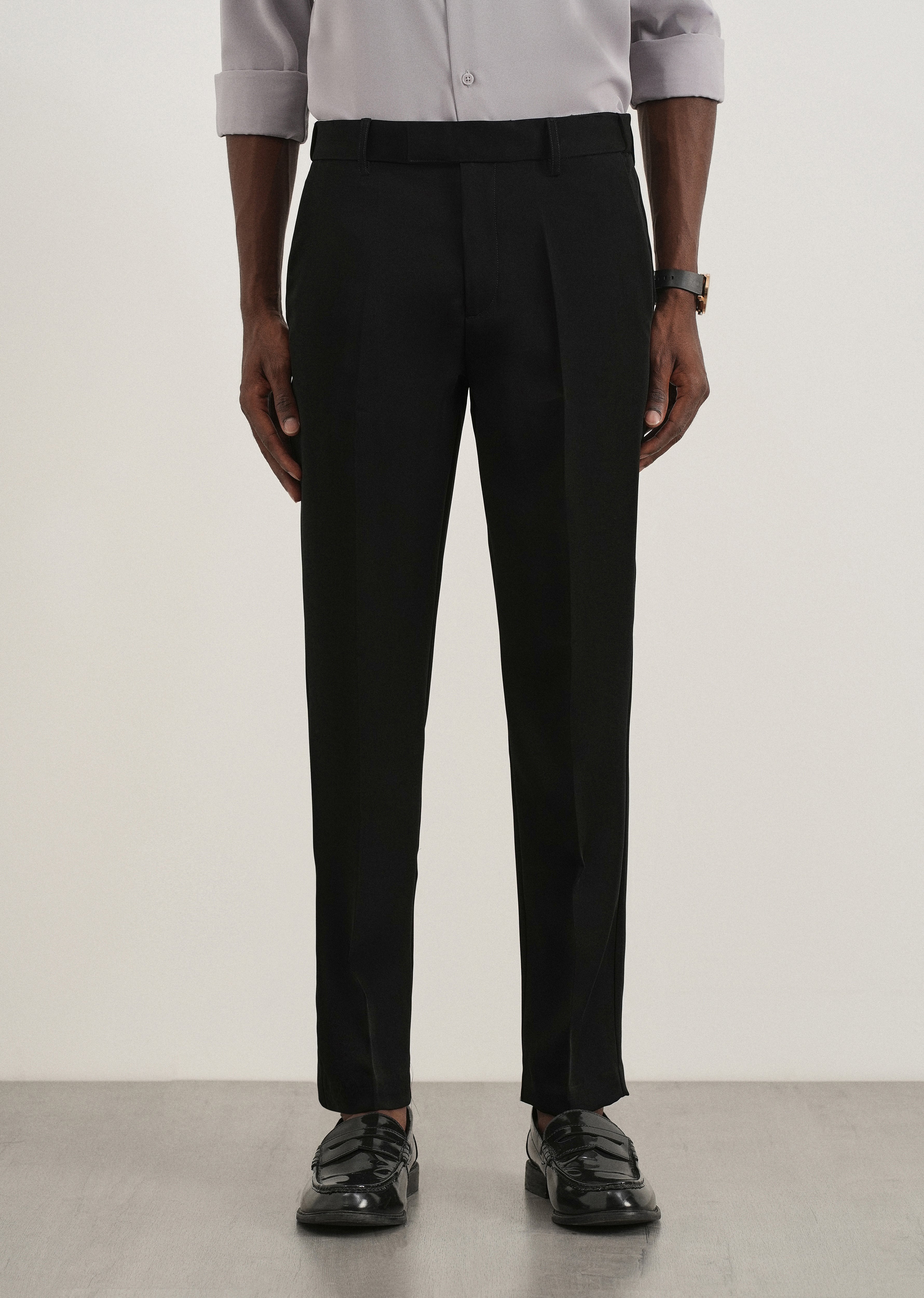 Black Flex Waist Slim Fit Trouser