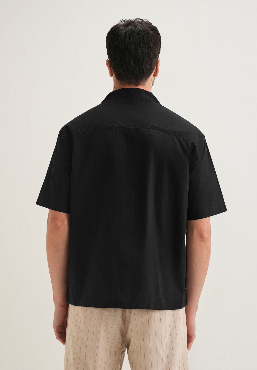 Black Floral Embroidered Stitchless Placket Shirt