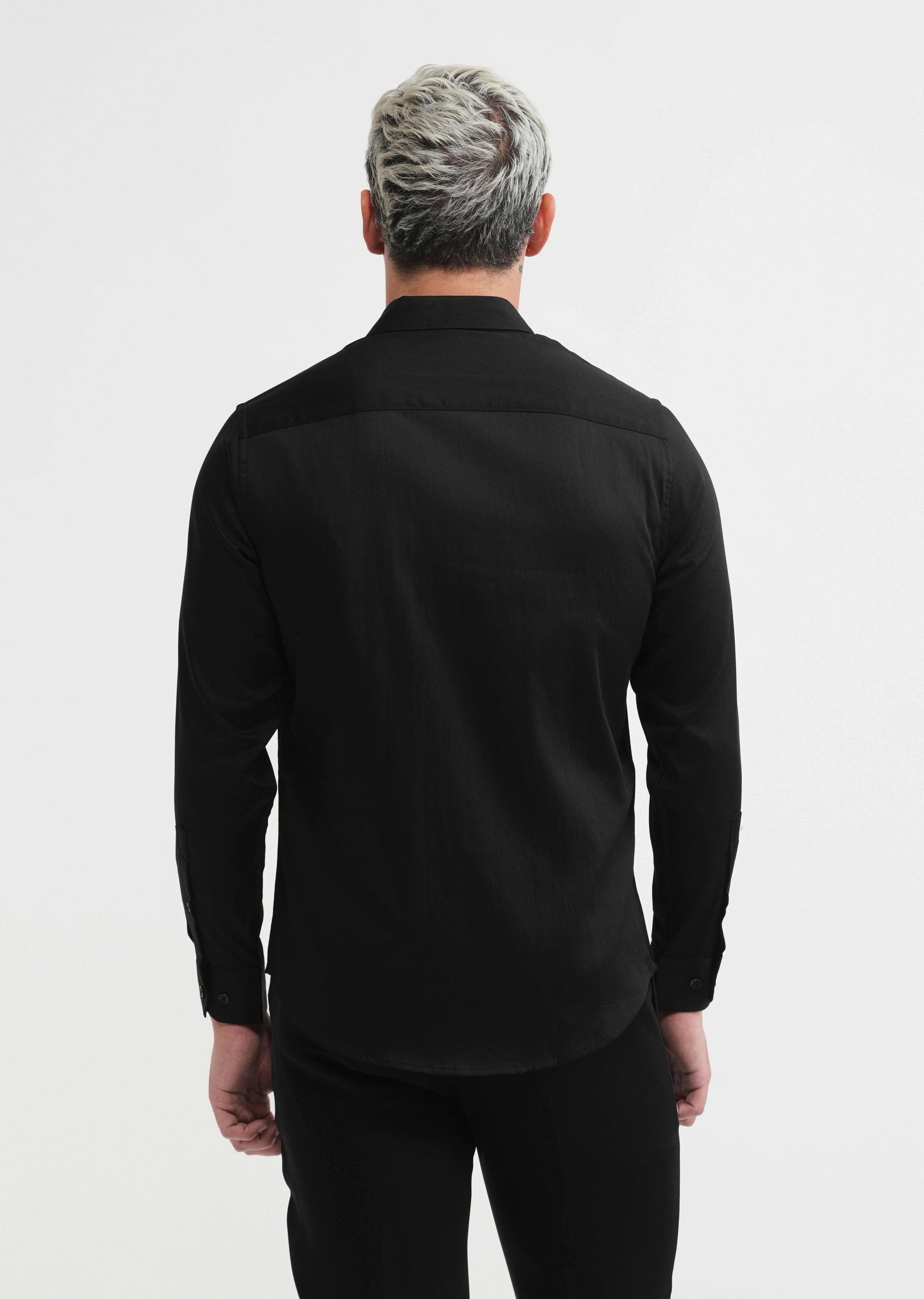 Black Floral Embroidery Designer Shirt