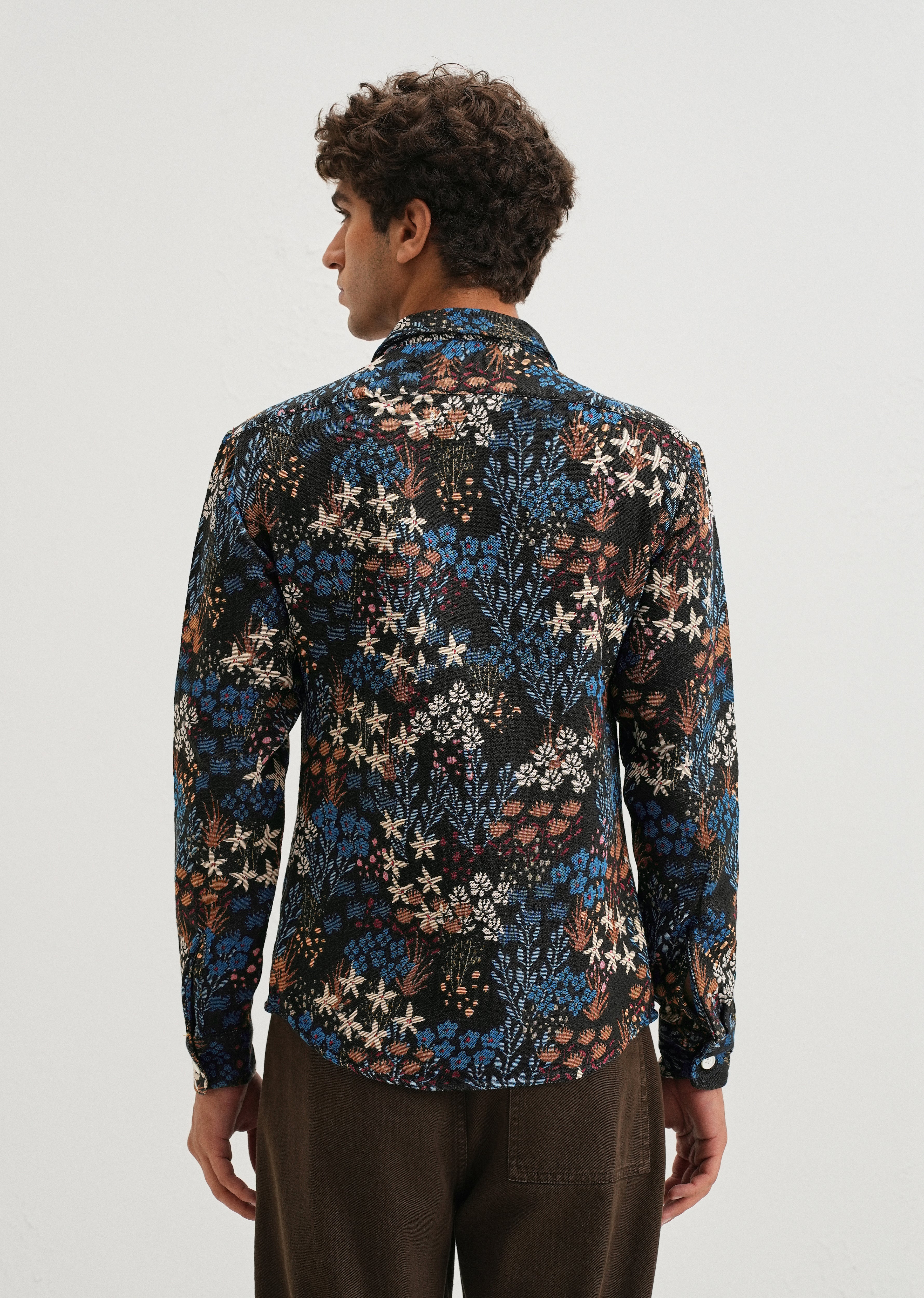 Black Floral Jacquard Shacket