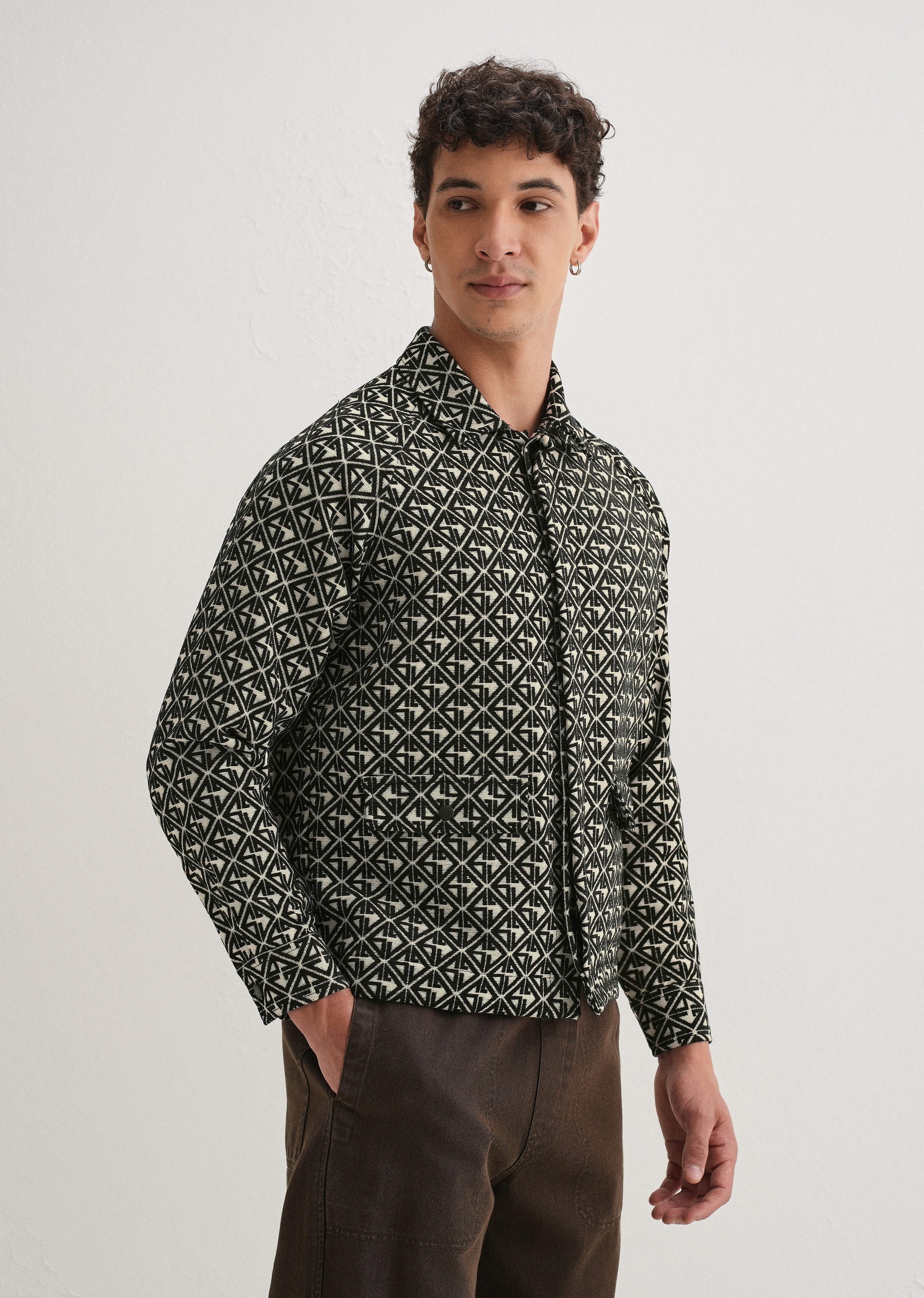 Black Geometric Pattern Shacket