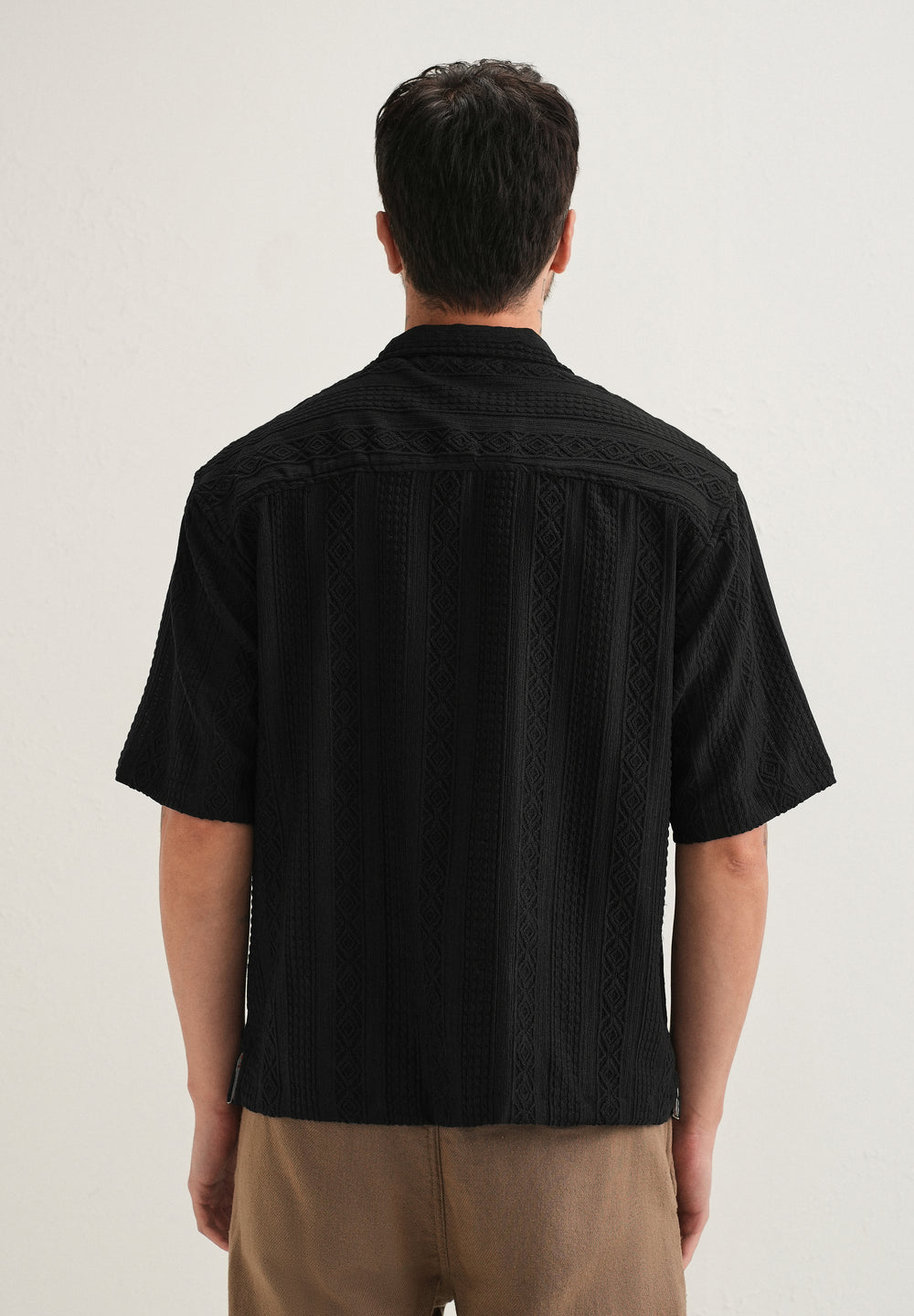 Black Geometric Textured Shirt