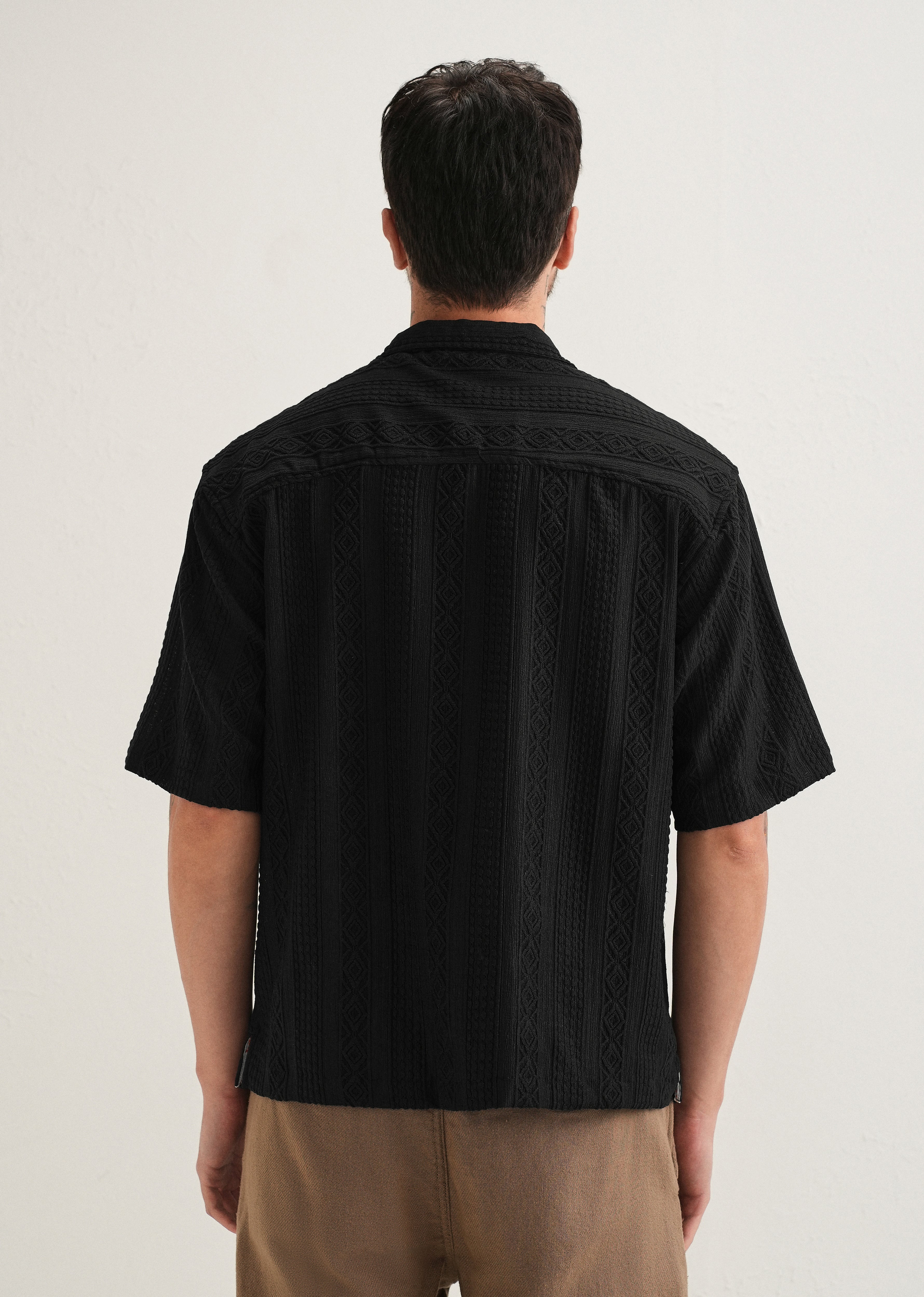Black Geometric Textured Shirt