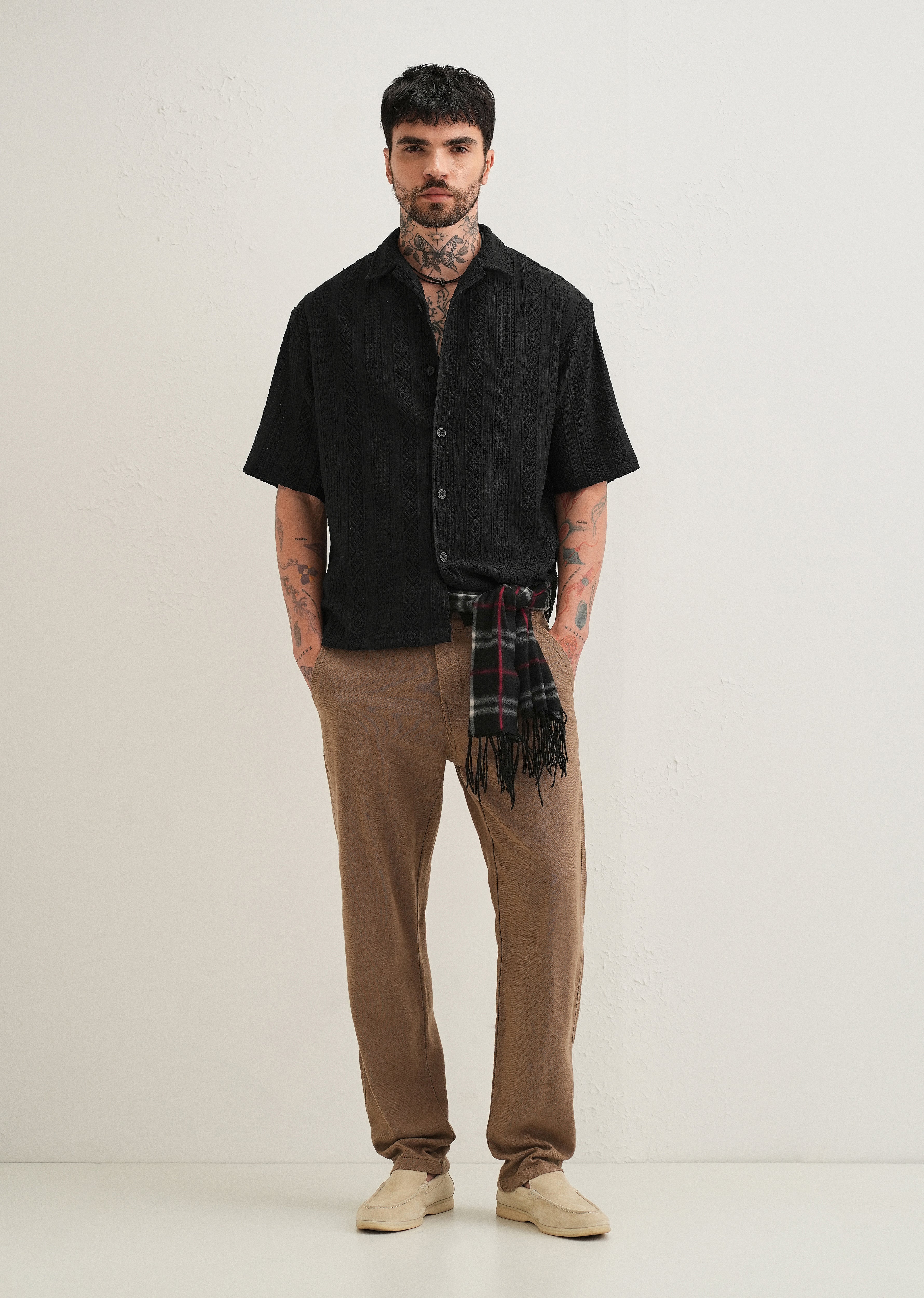 Black Geometric Textured Shirt