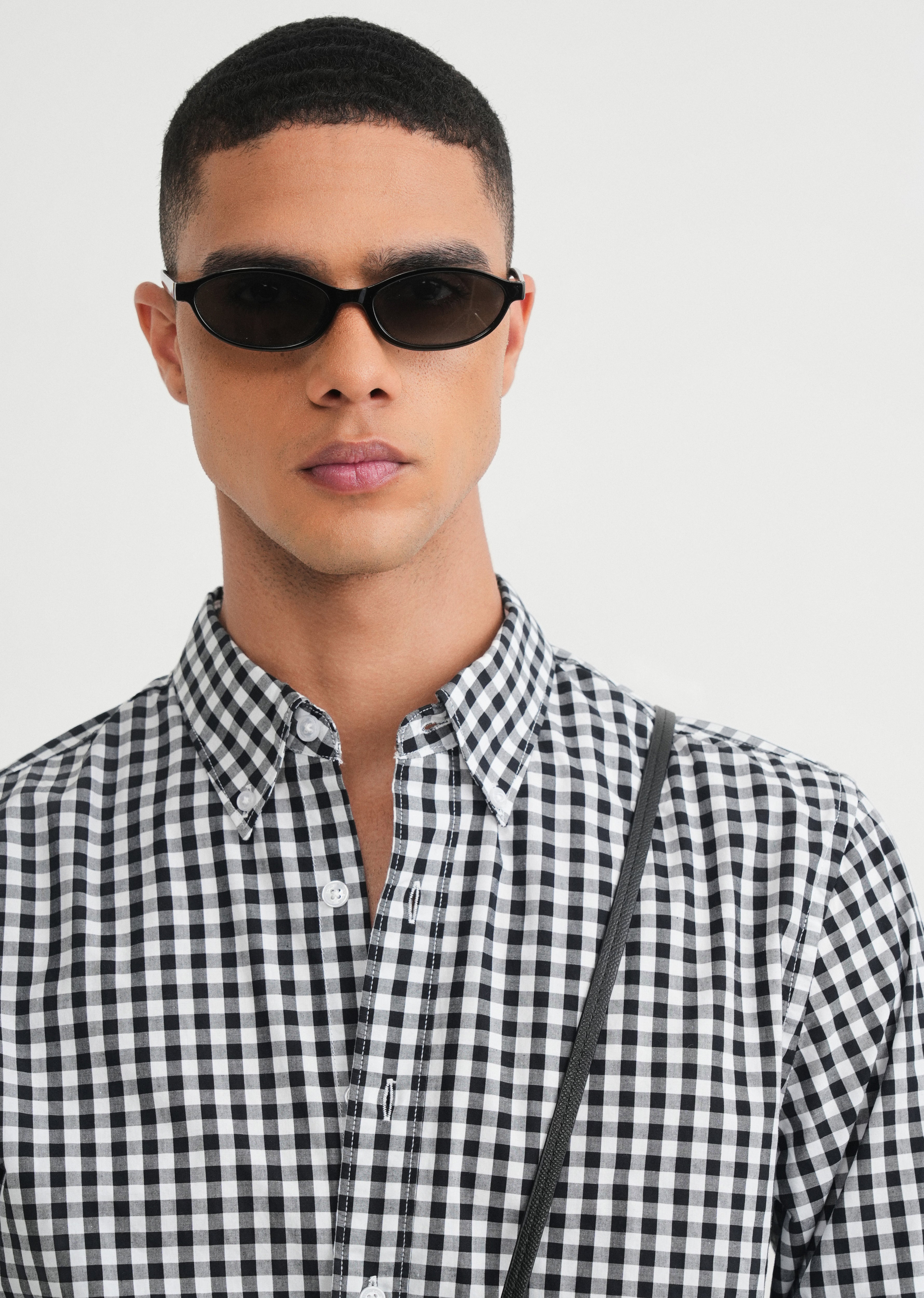 Black Gingham Check Cotton Shirt