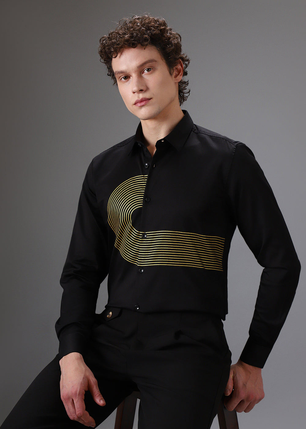 Black Gold Foil Designer Shirt Black Gold Foil Designer Shirt
