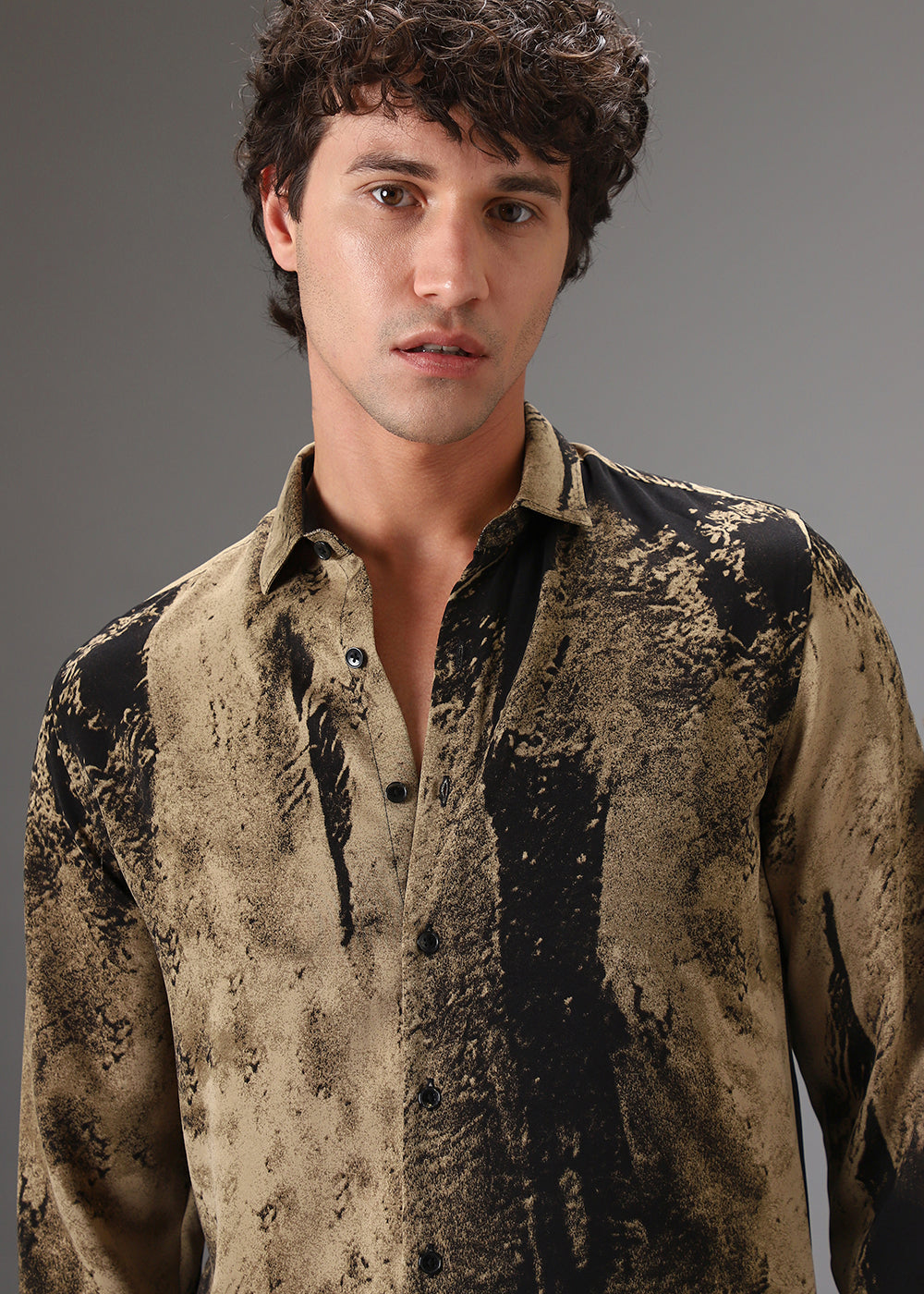 Black Golden Abstract Printed Shirt