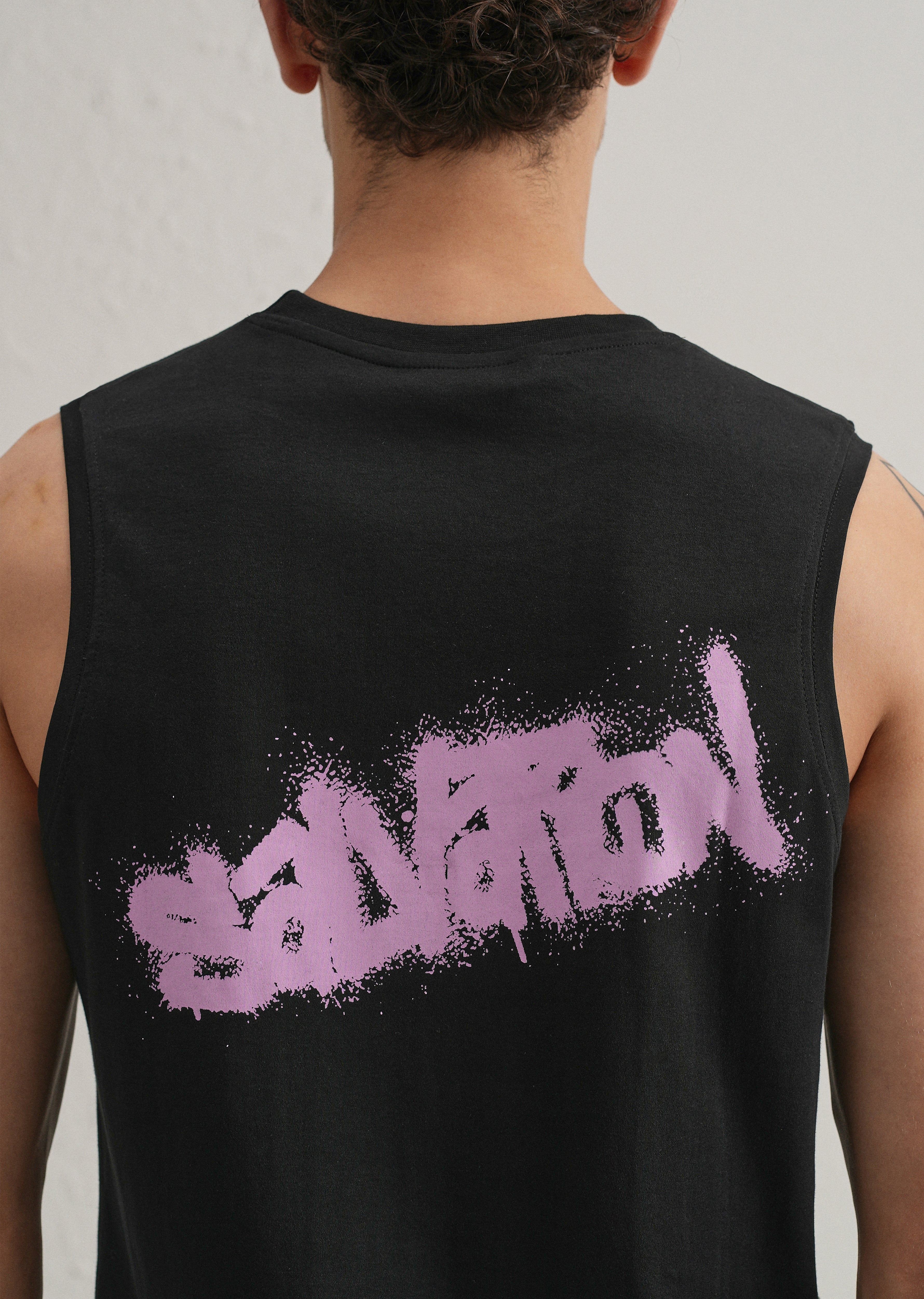 Black Graffiti Printed Tank