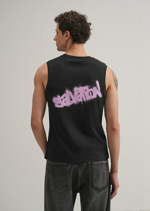 Black Graffiti Printed Tank