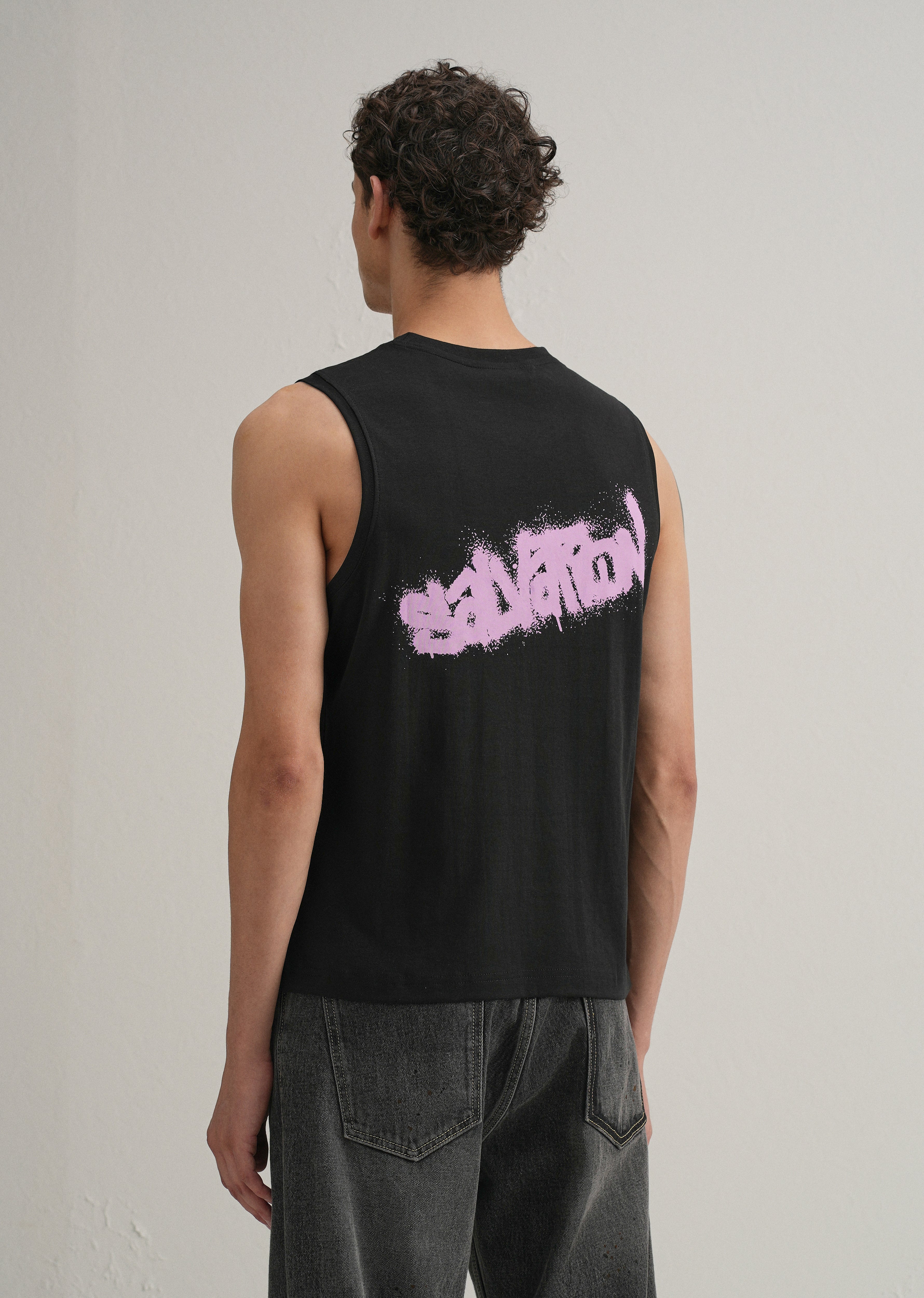 Black Graffiti Printed Tank