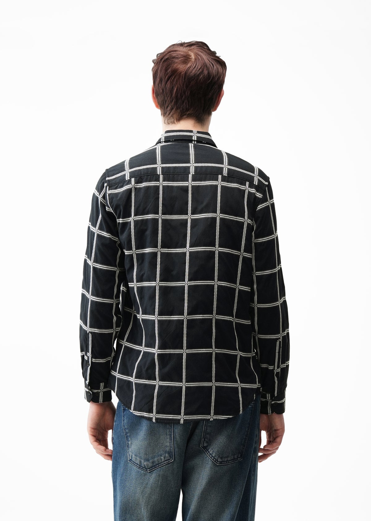 Black Grid Jacquard Check Shirt