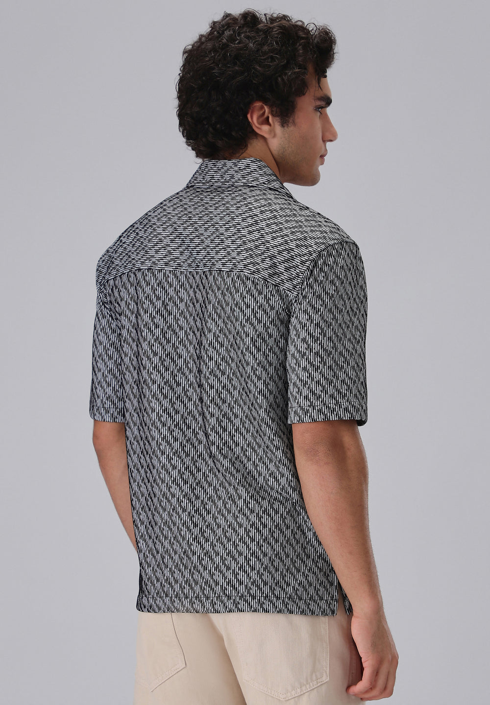 Black Knitted Half Sleeve Shirt