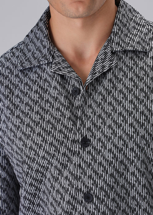 Black Knitted Half Sleeve Shirt