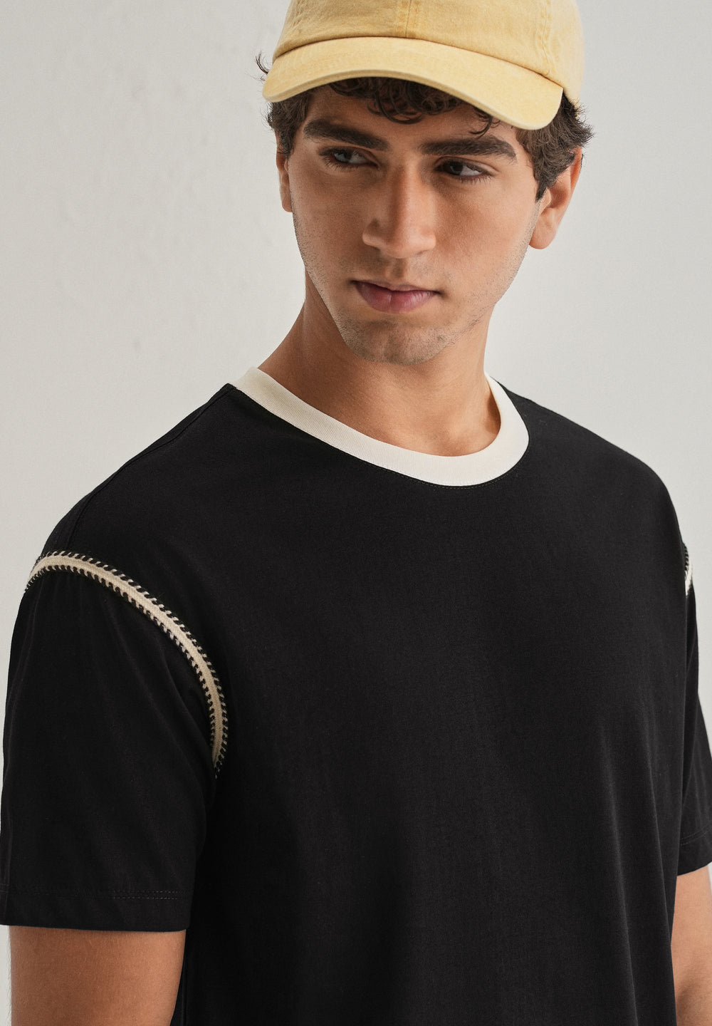 Black Lace Applique T-shirt