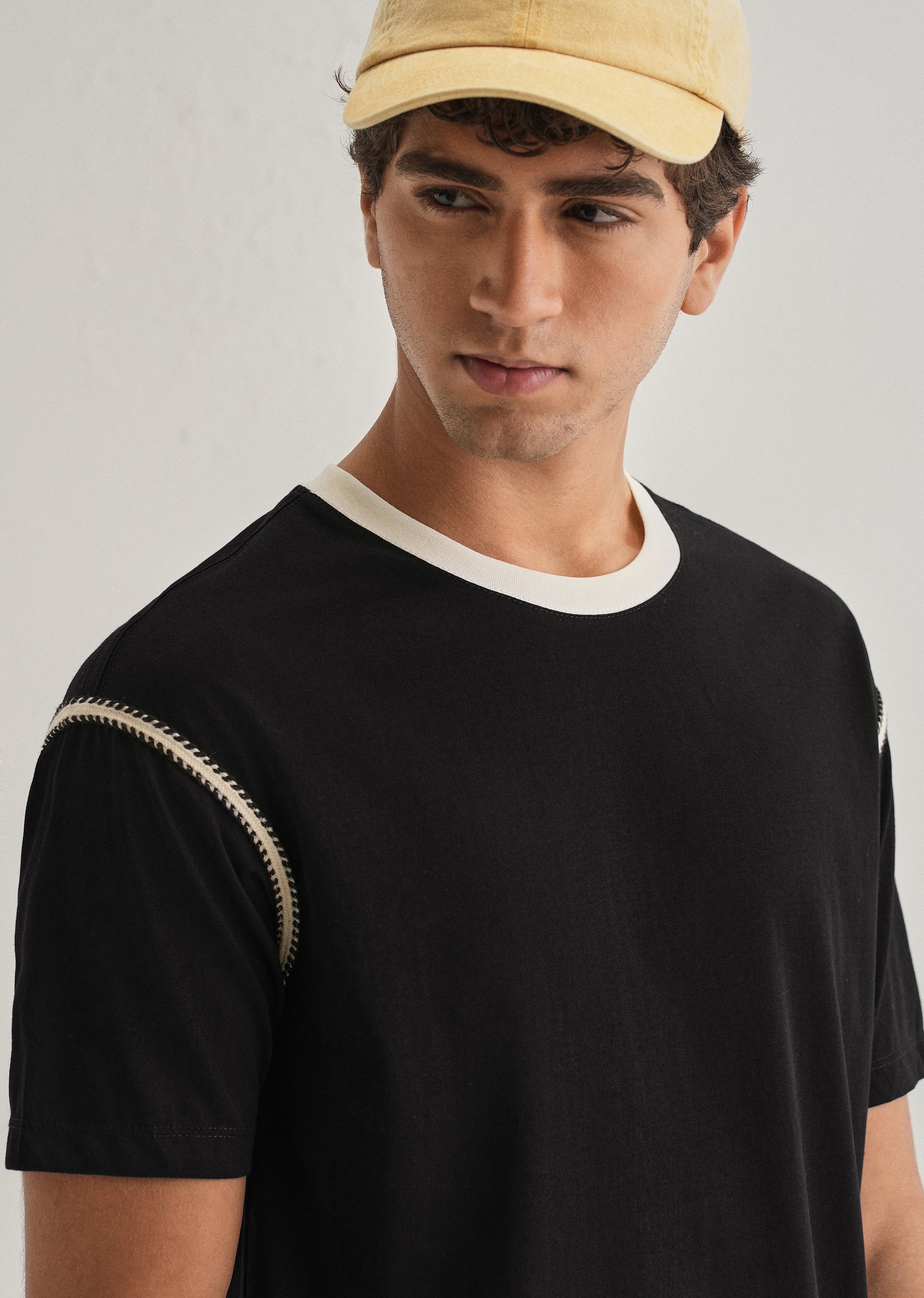 Black Lace Applique T-shirt