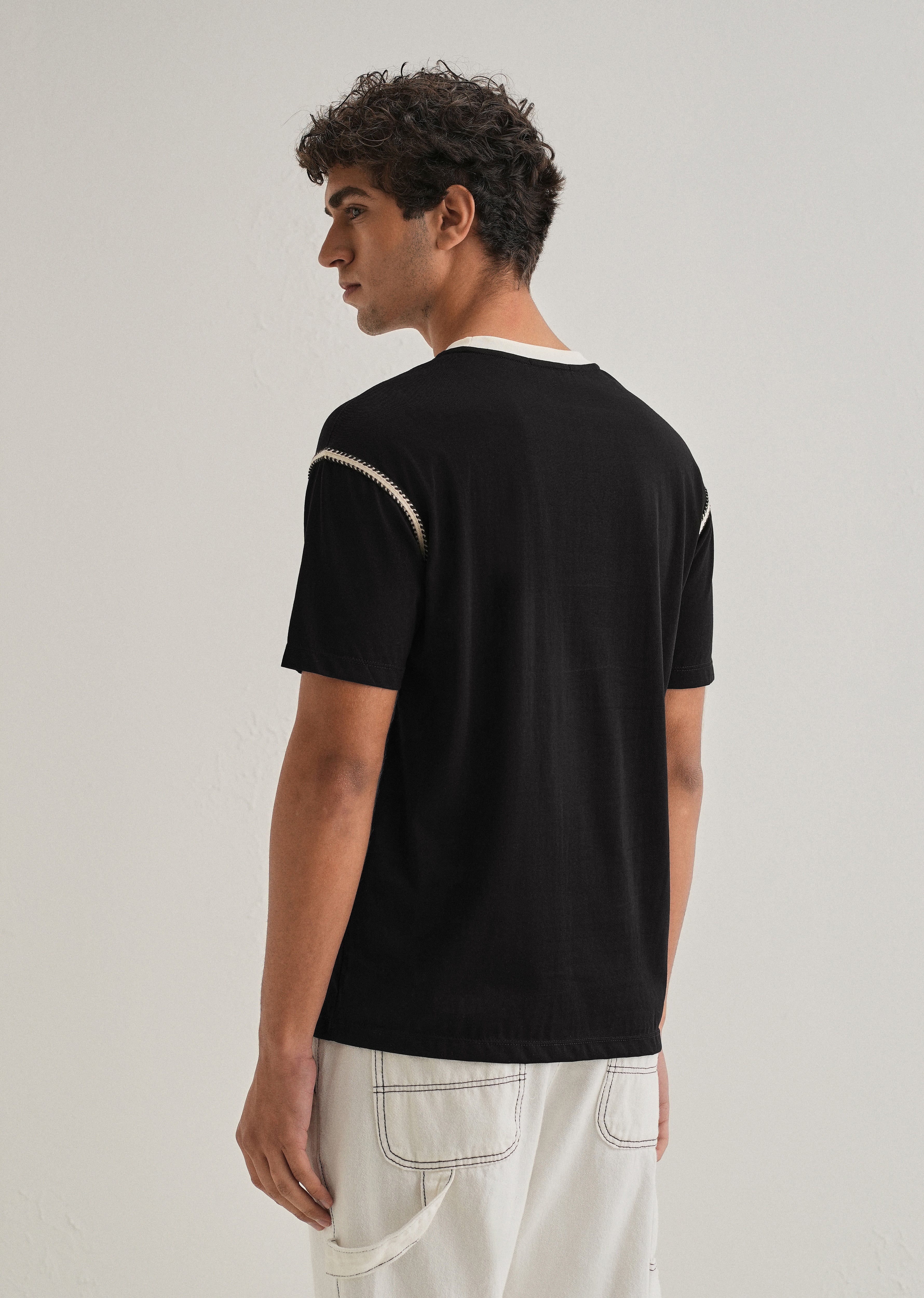 Black Lace Applique T-shirt