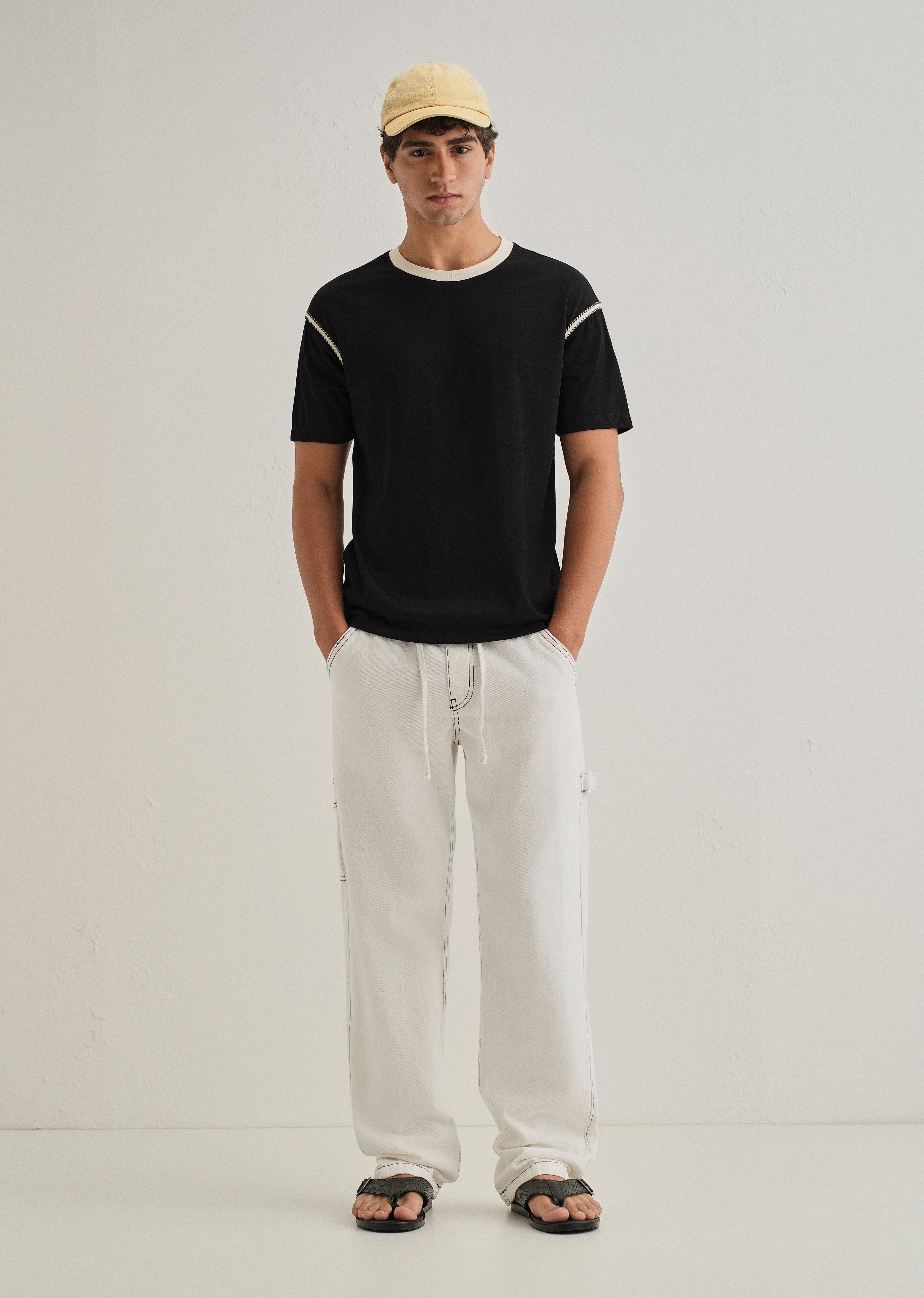 Black Lace Applique T-shirt