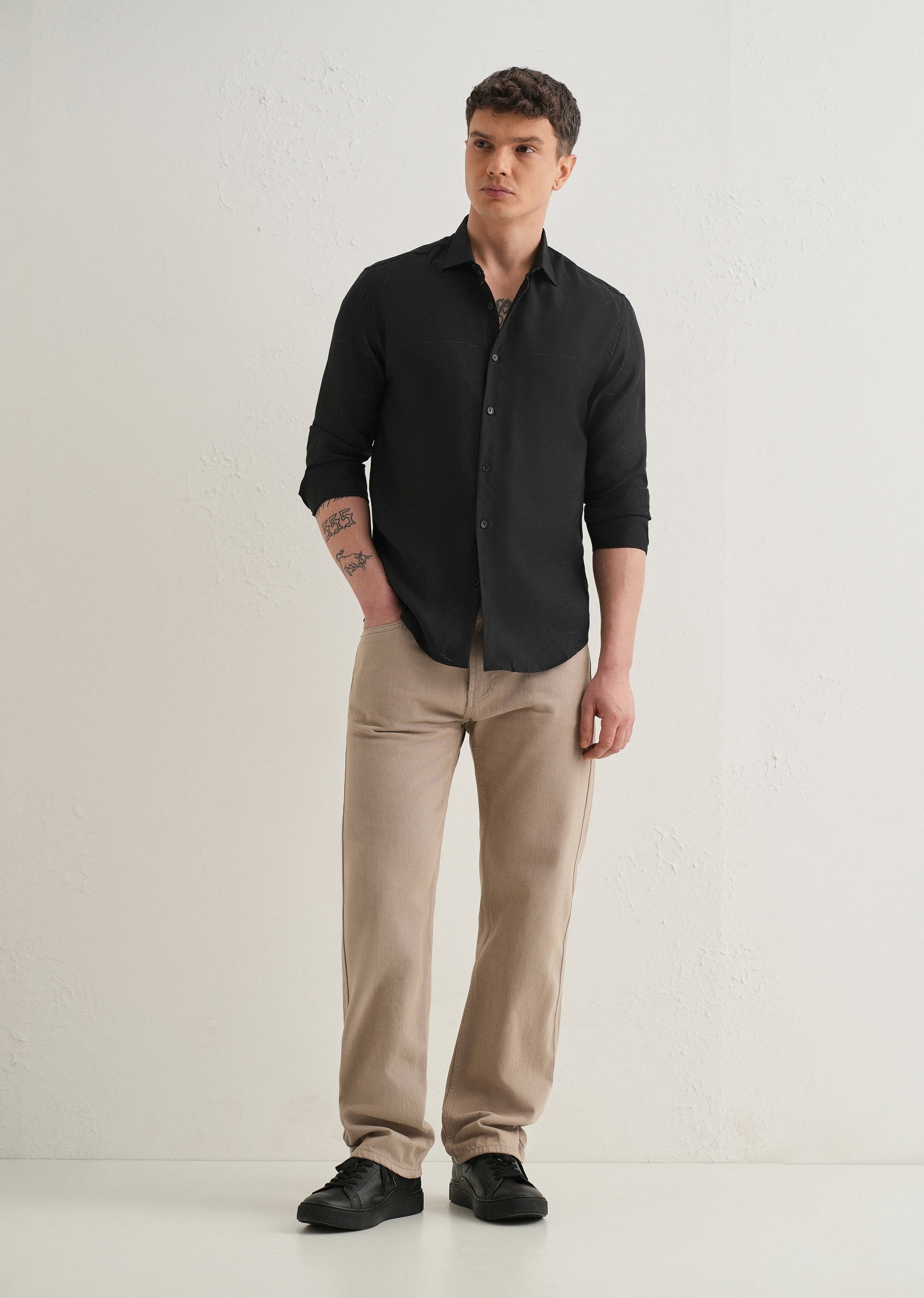Black Laser Cut Shirt