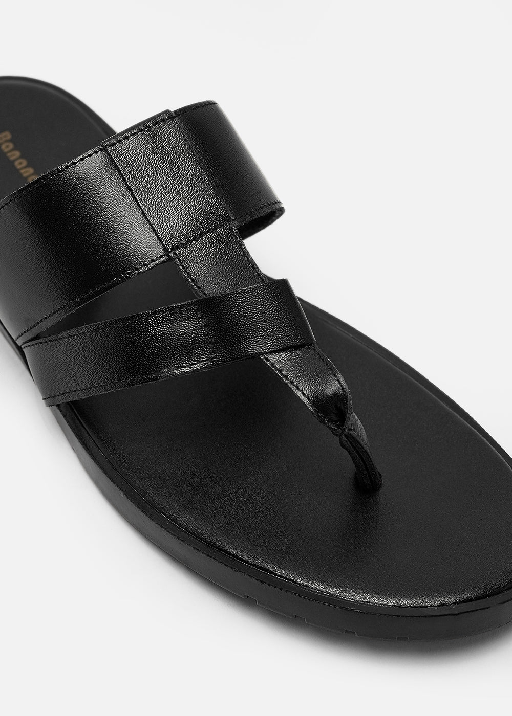Black Layered T-strap Sandals