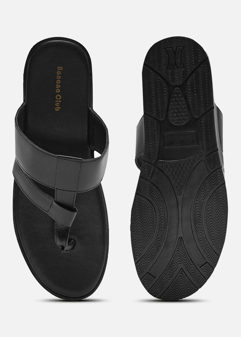 Black Layered T-strap Sandals