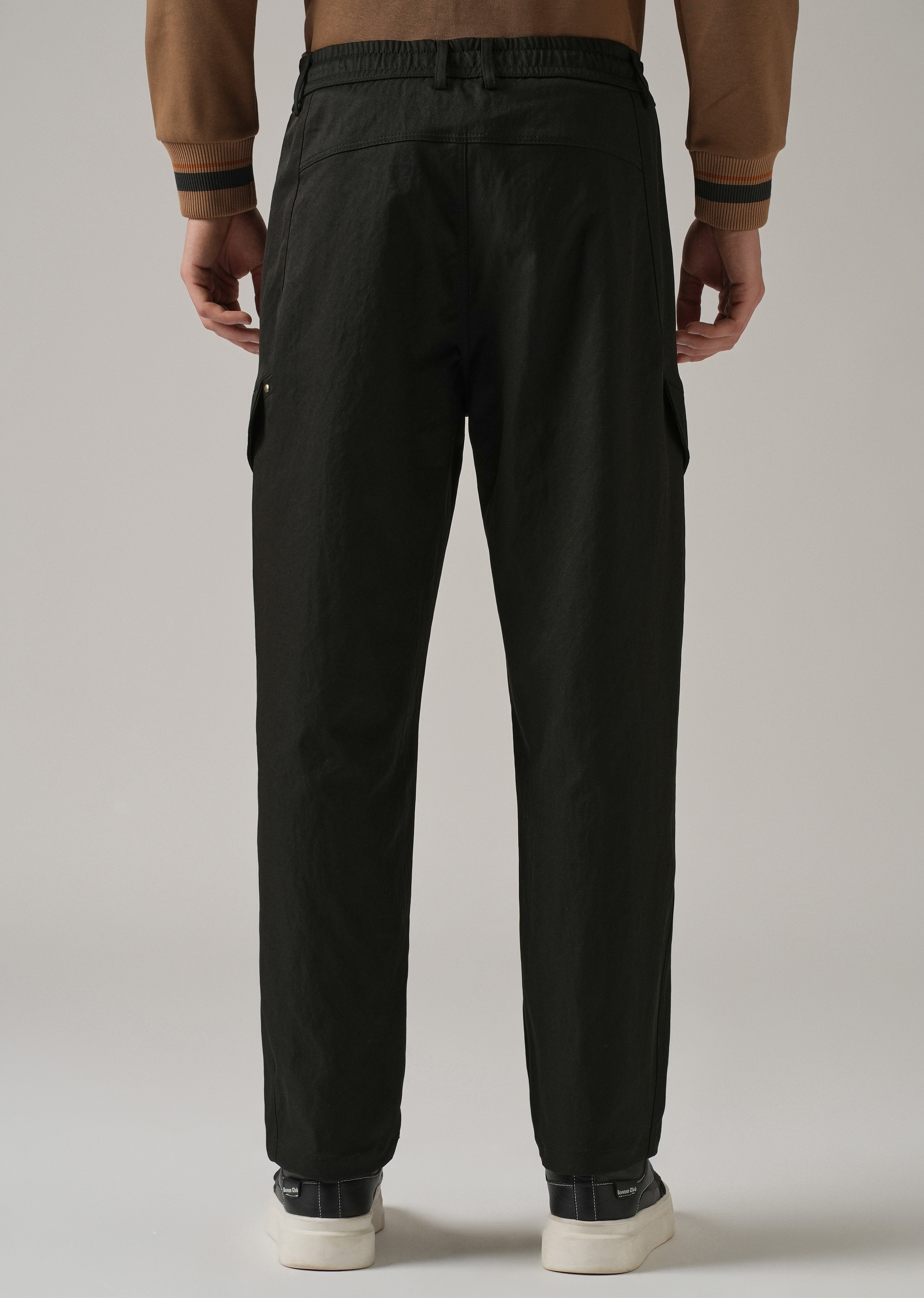 Black Stone Wash Cargo Pants