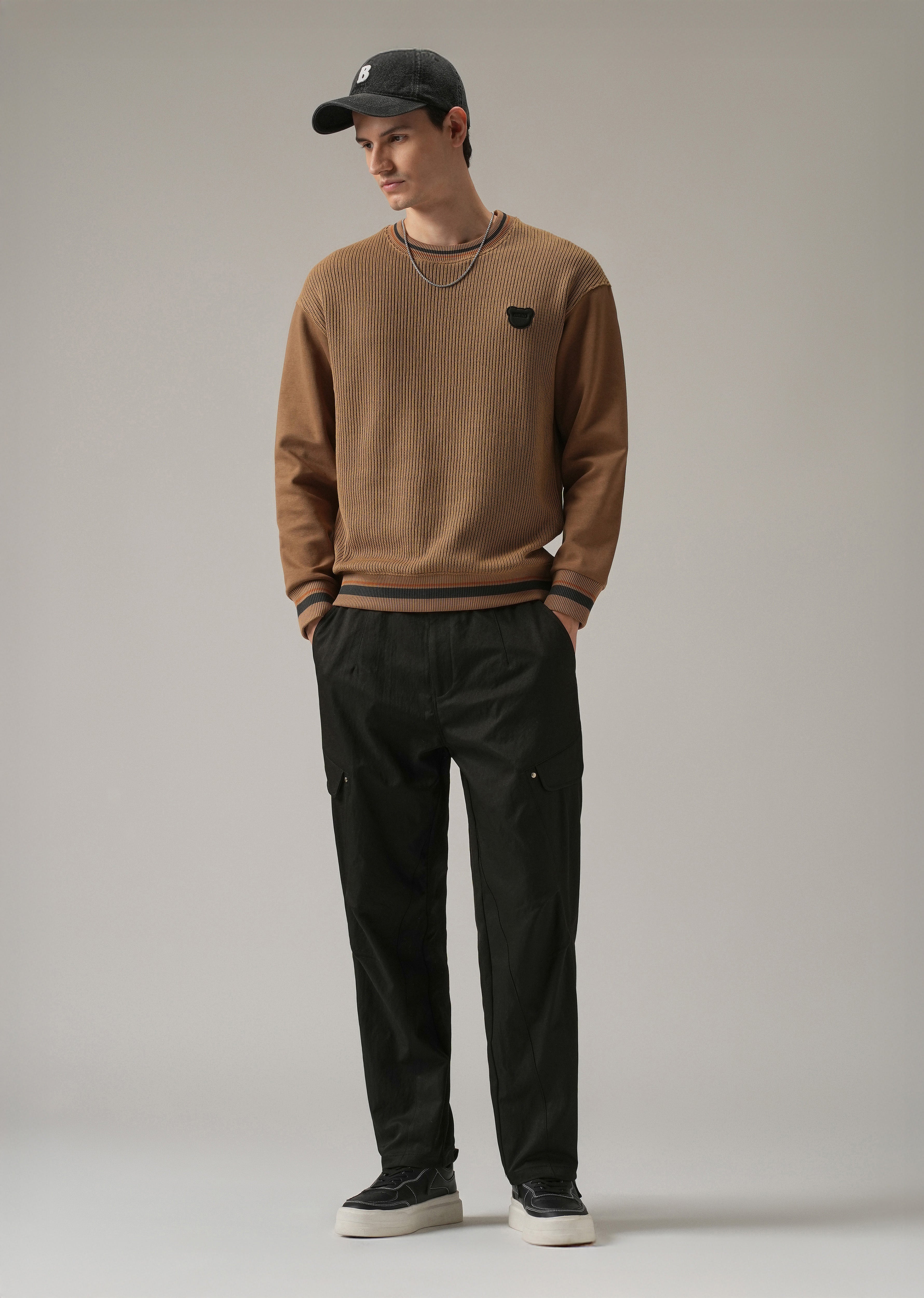 Black Stone Wash Cargo Pants