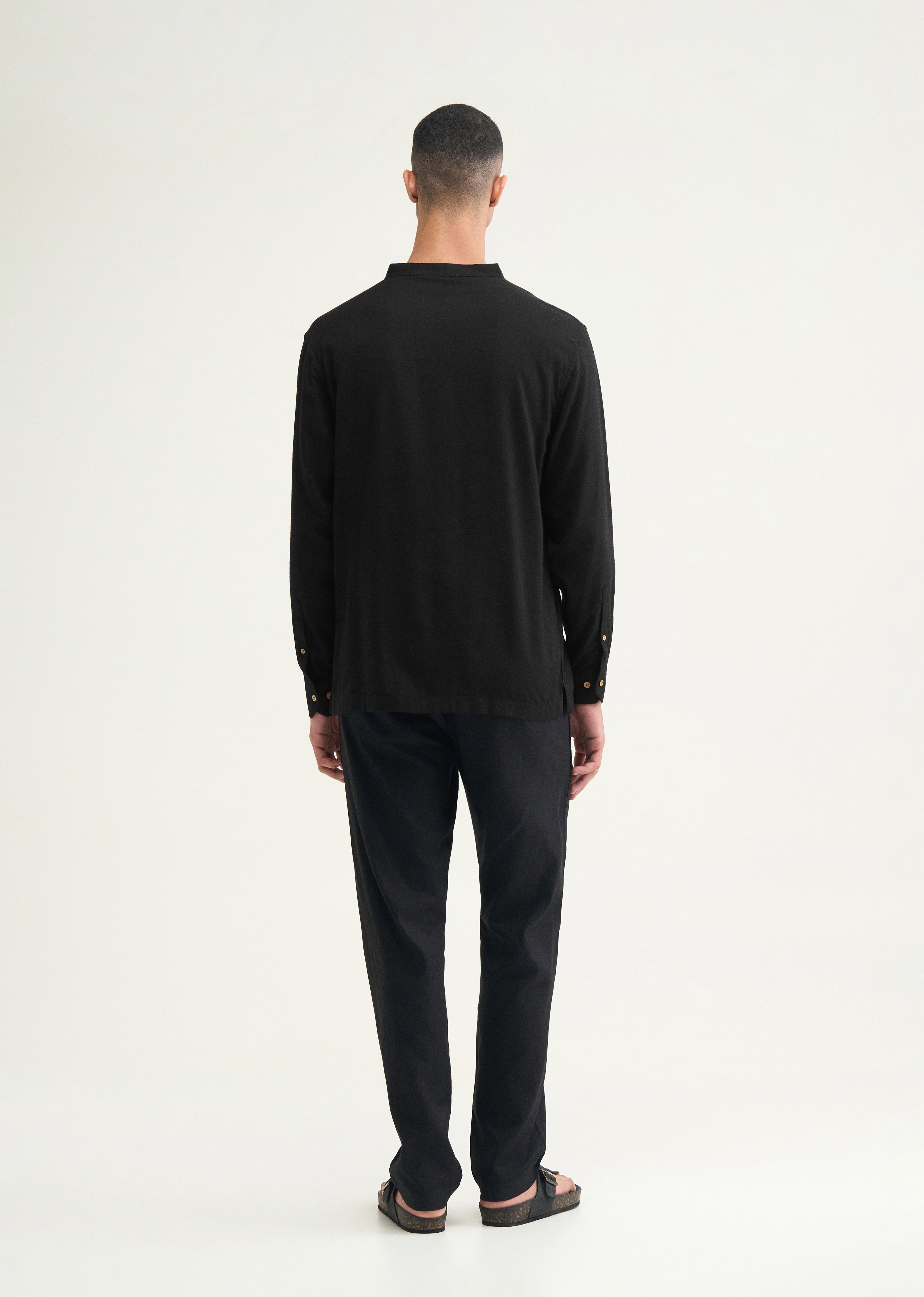 Black Mandarin Collar Kurta Shirt