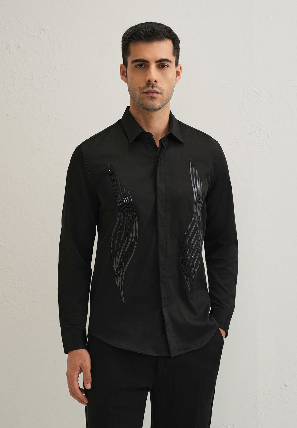 Black Metallic Flare Designer shirt