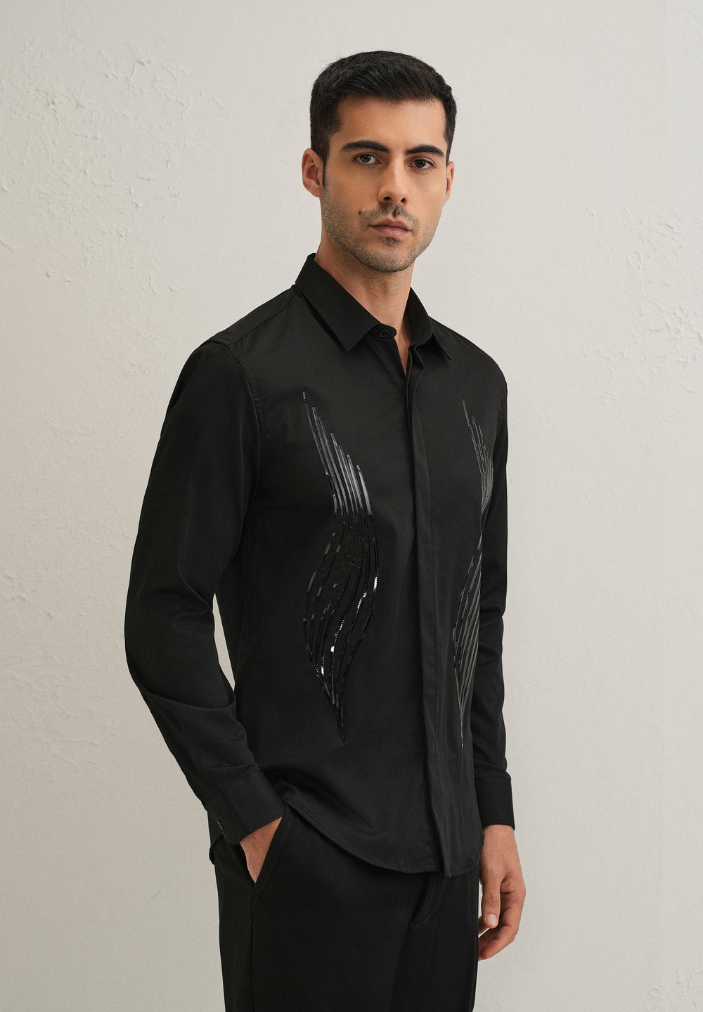 Black Metallic Flare Designer shirt