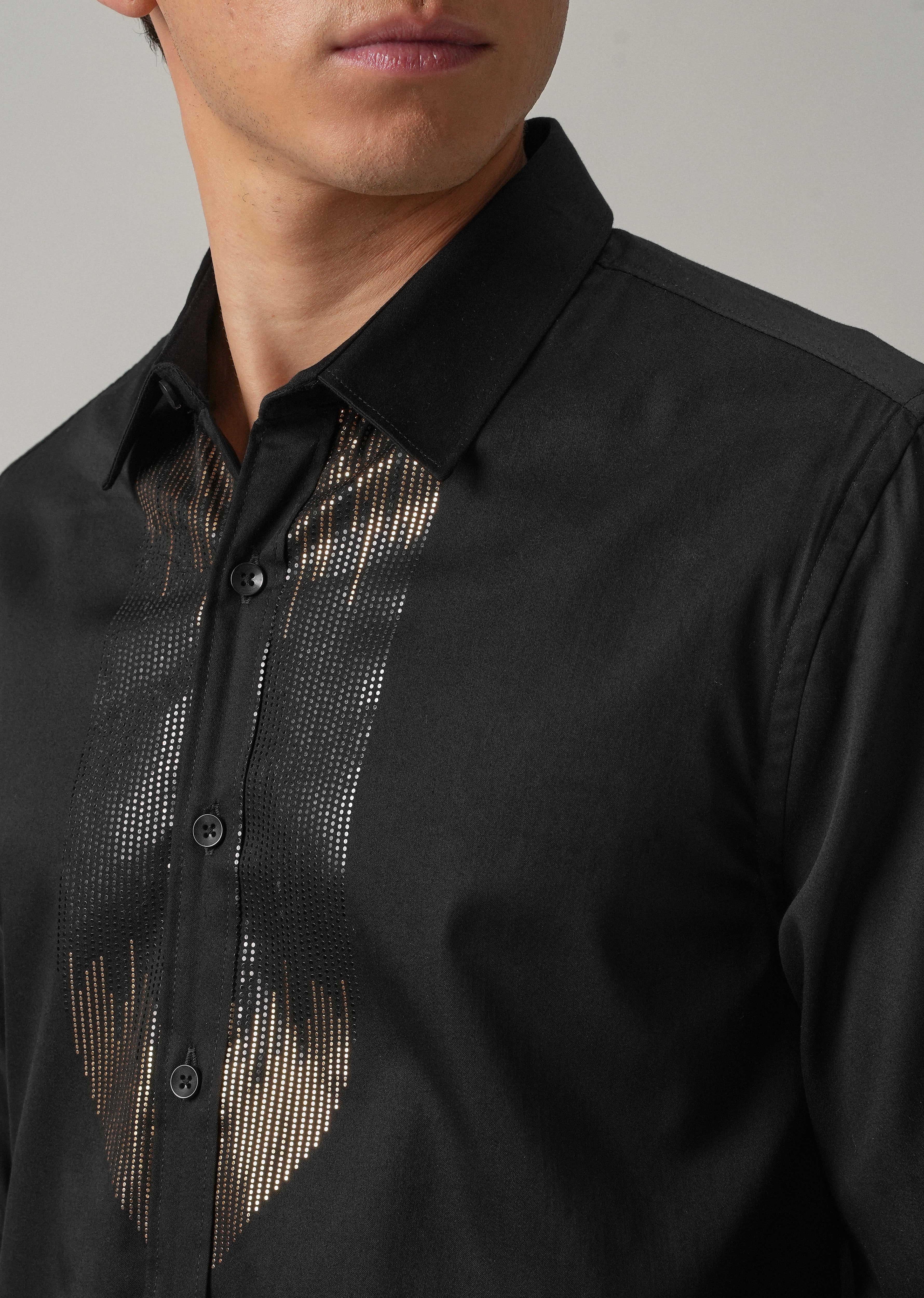 Black Micro-Stud Designer Shirt