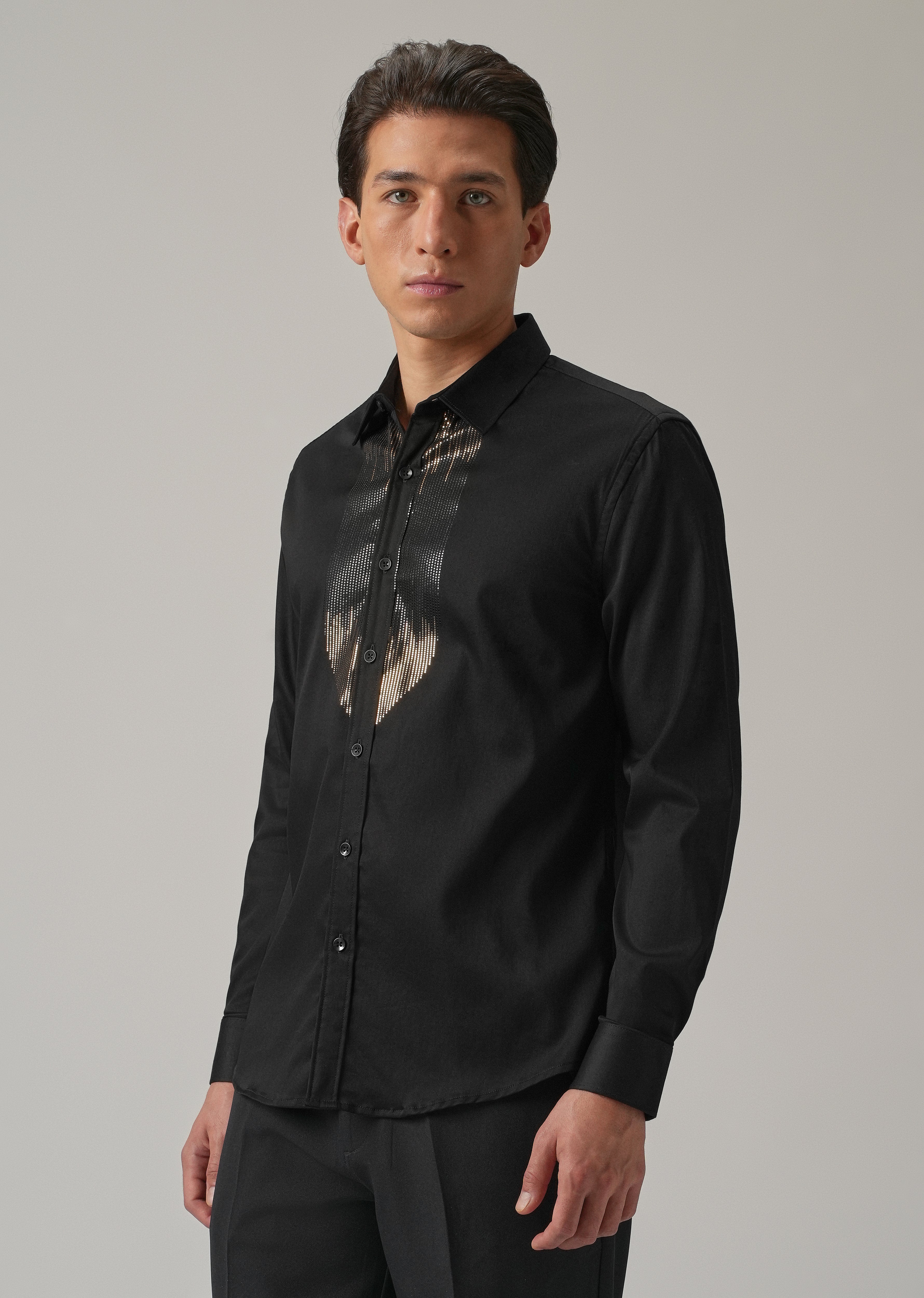 Black Micro-Stud Designer Shirt