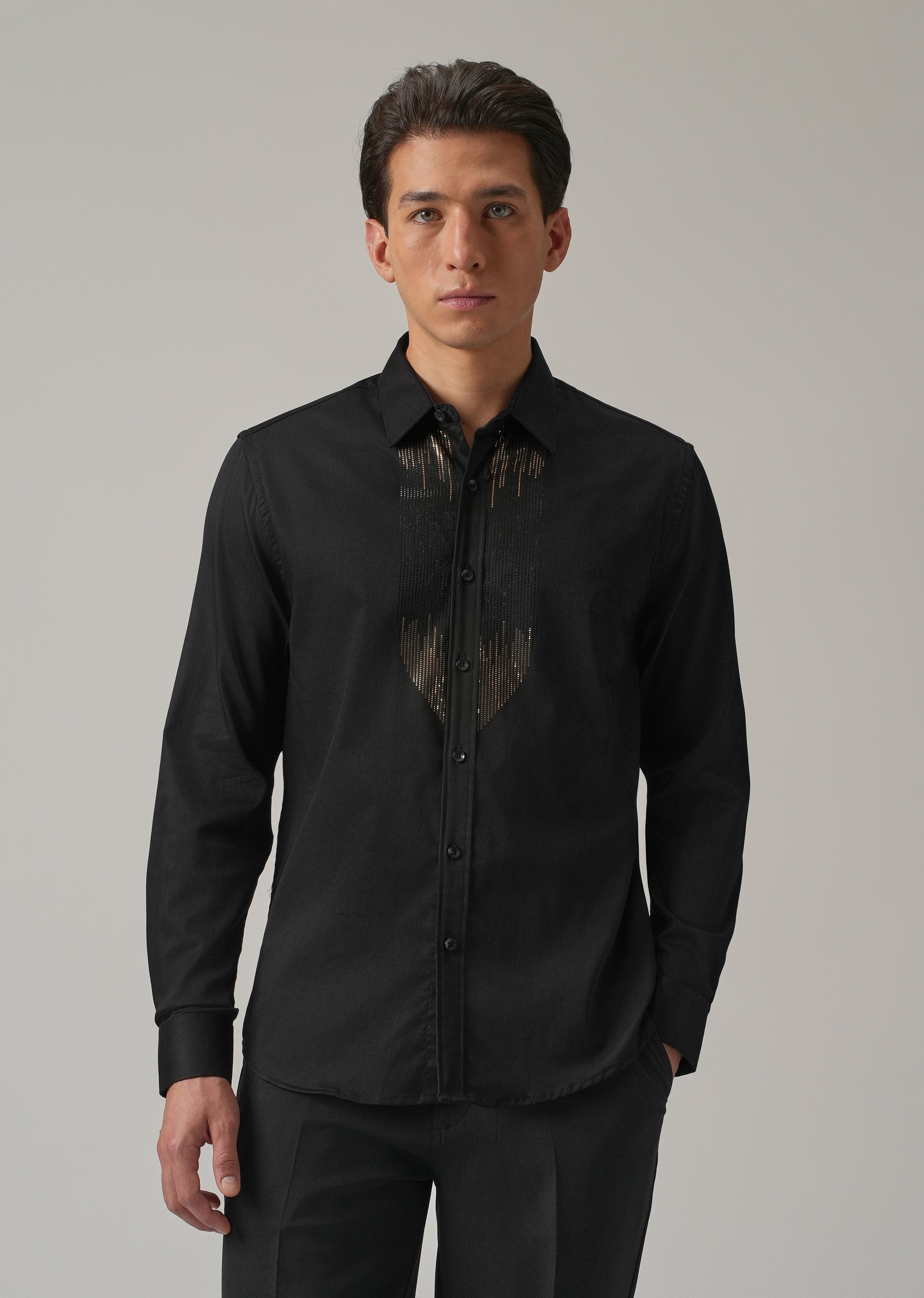Black Micro-Stud Designer Shirt