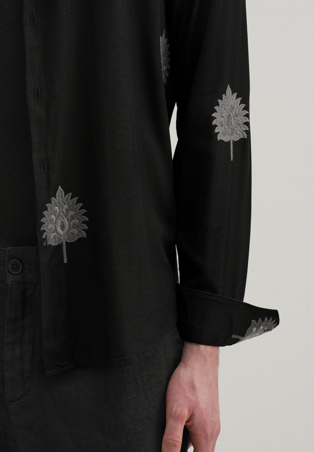 Black Ethnic Motif Embroidery Shirt