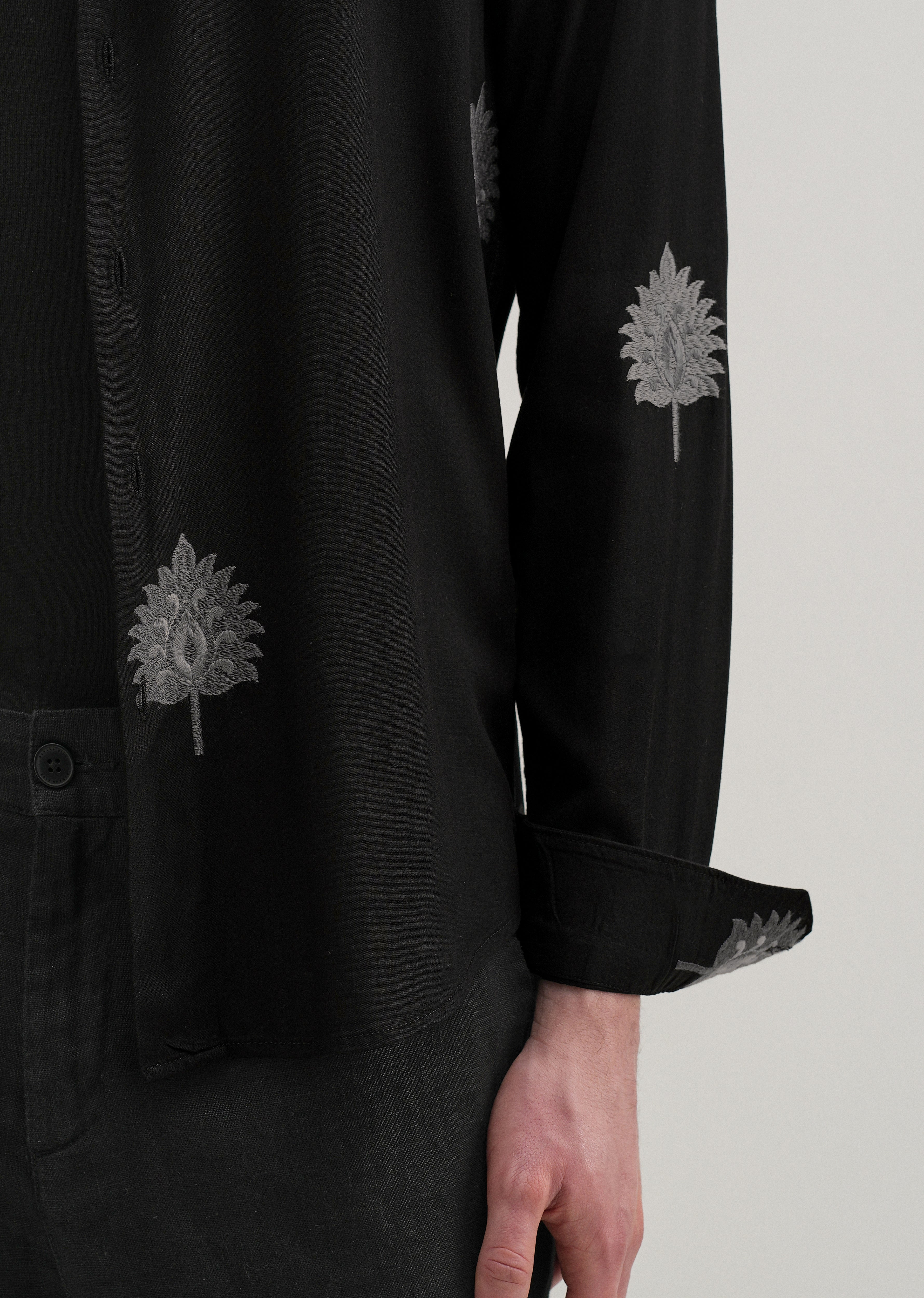 Black Ethnic Motif Embroidery Shirt