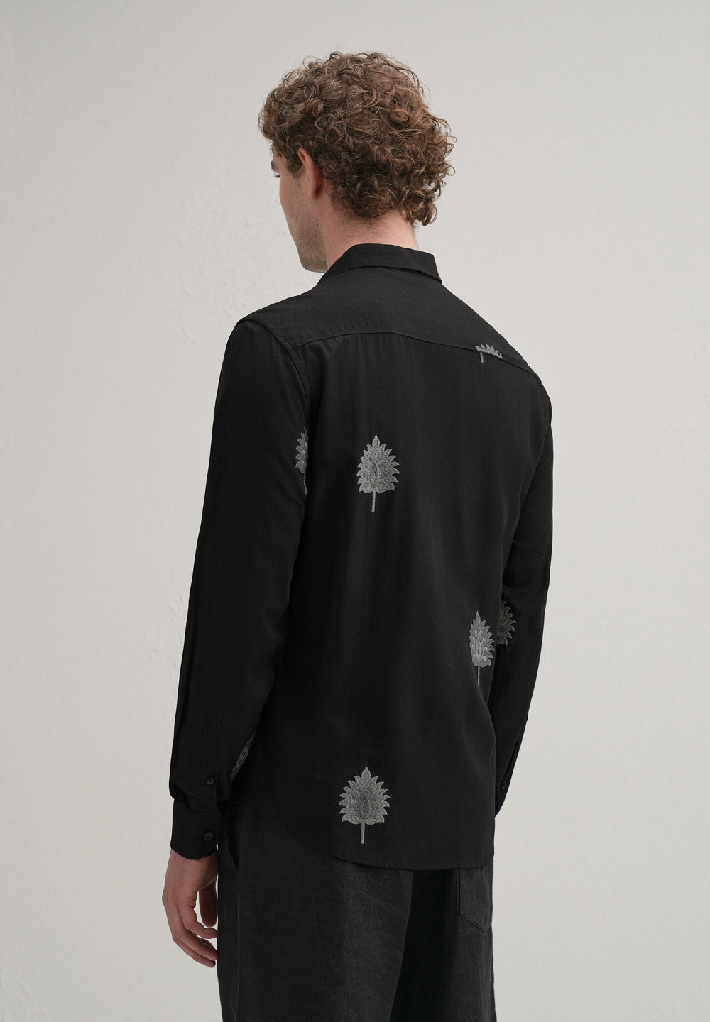 Black Ethnic Motif Embroidery Shirt