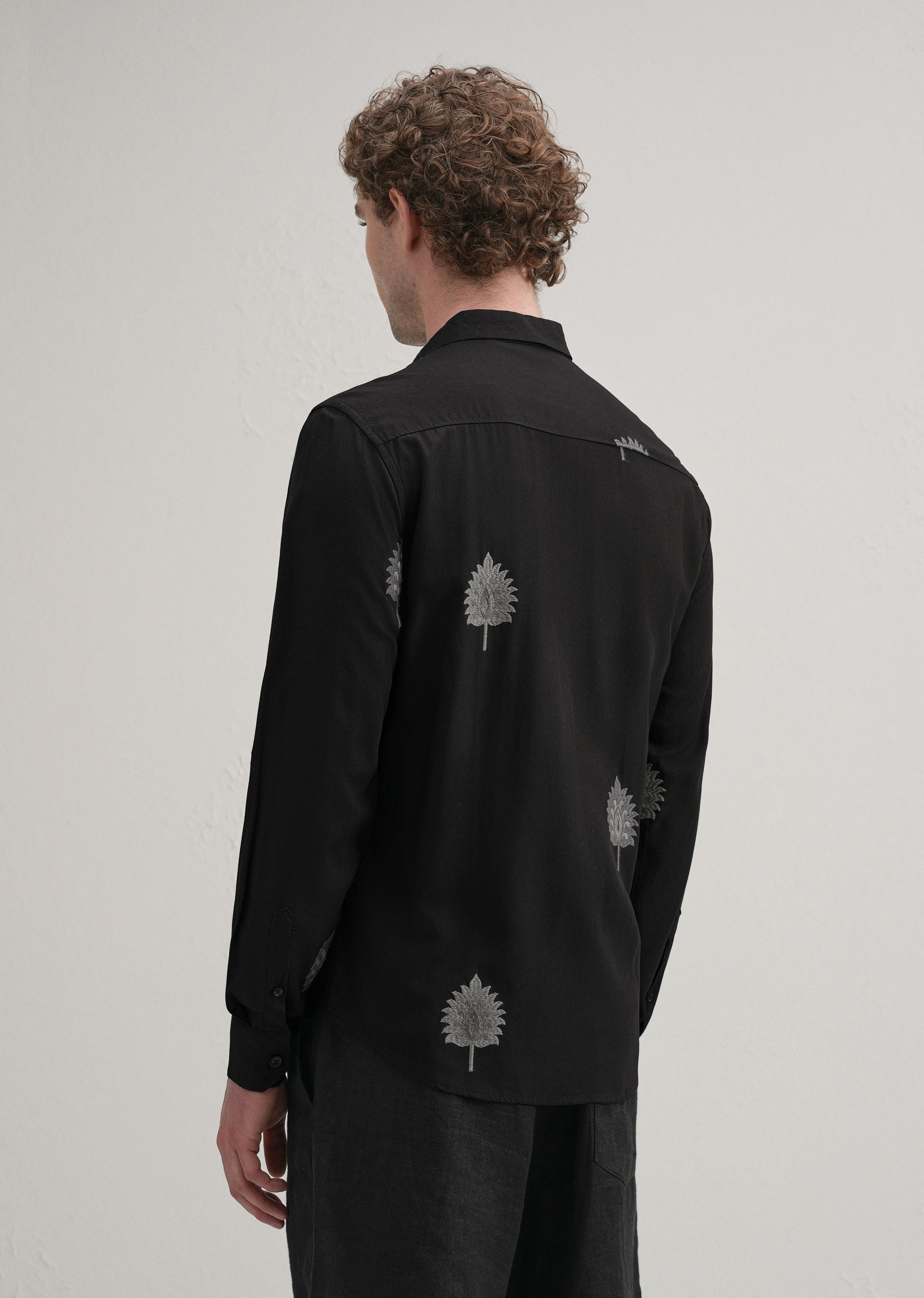 Black Ethnic Motif Embroidery Shirt