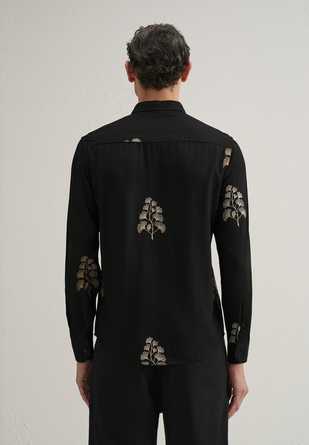 Black Motif Embroidery Shirt