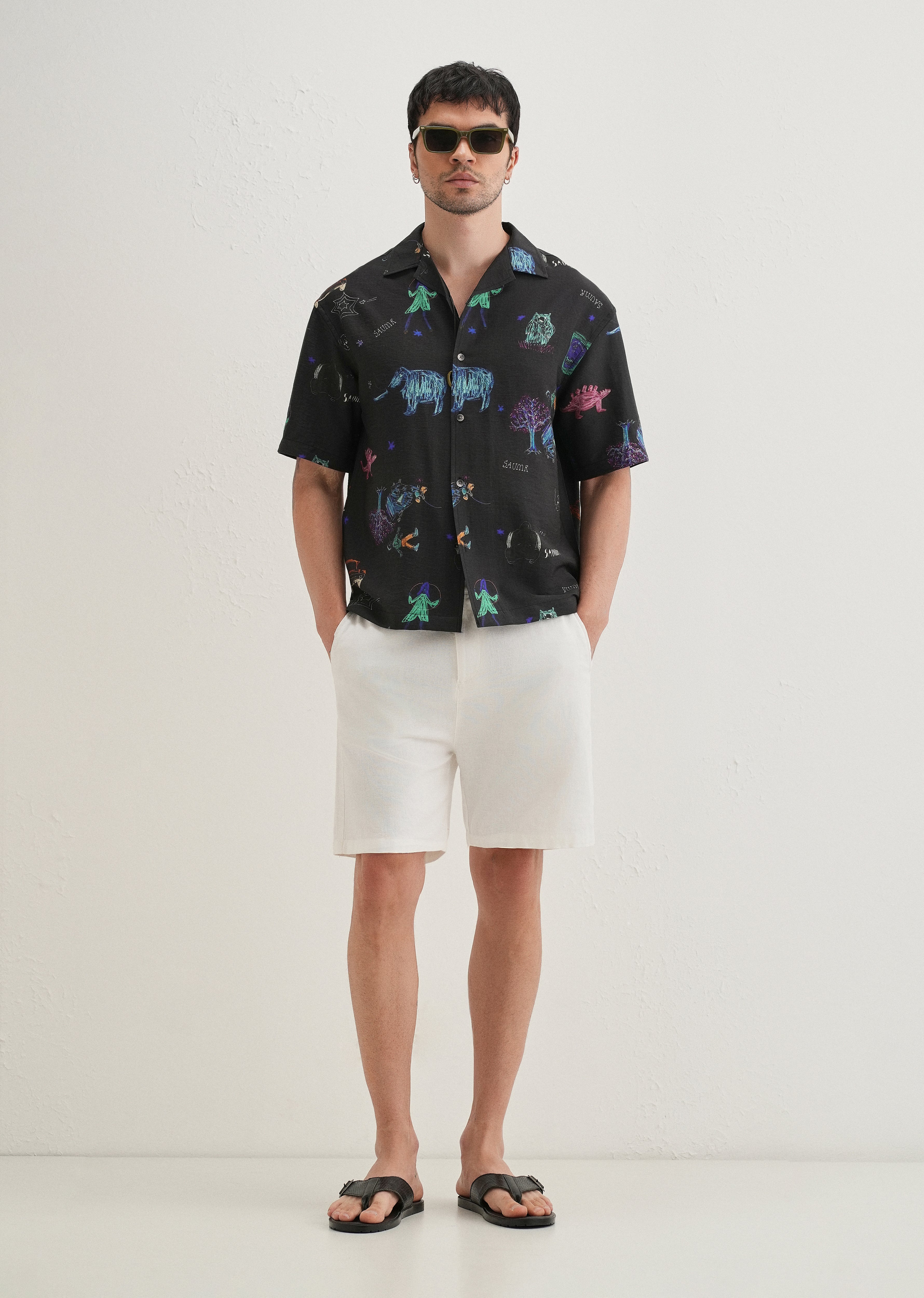 Black Multi Graphic Printed Shirt