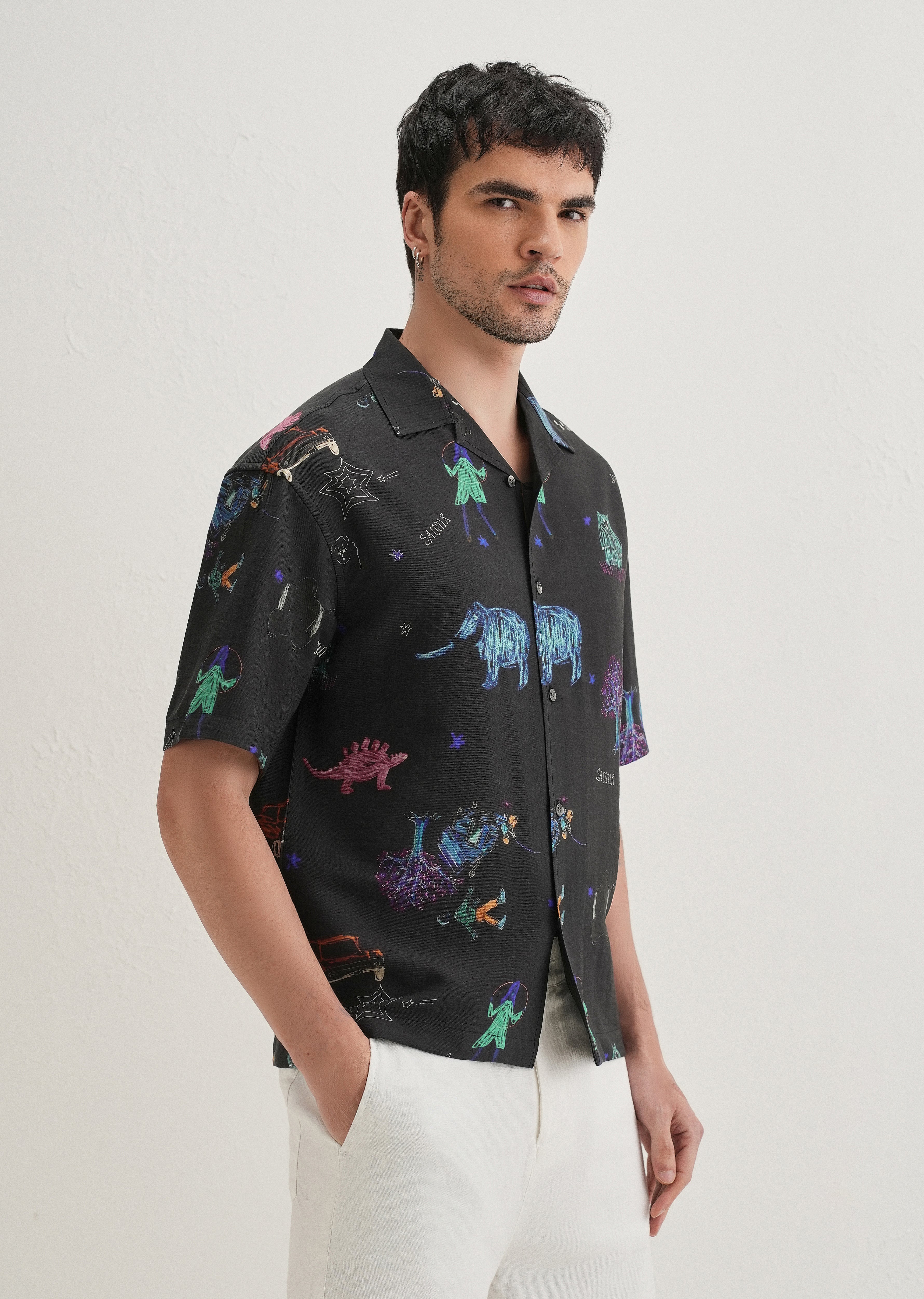 Black Multi Graphic Printed Shirt