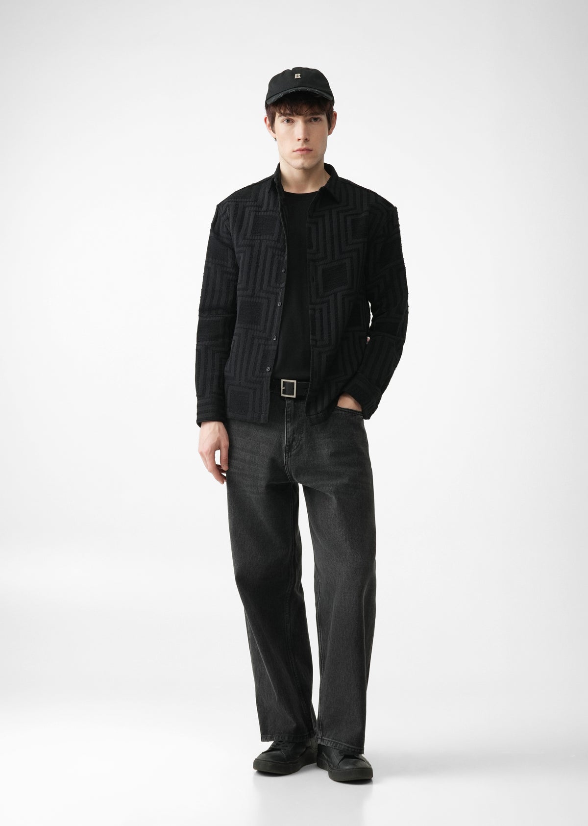 Black Patterned Regular Fit Shirt